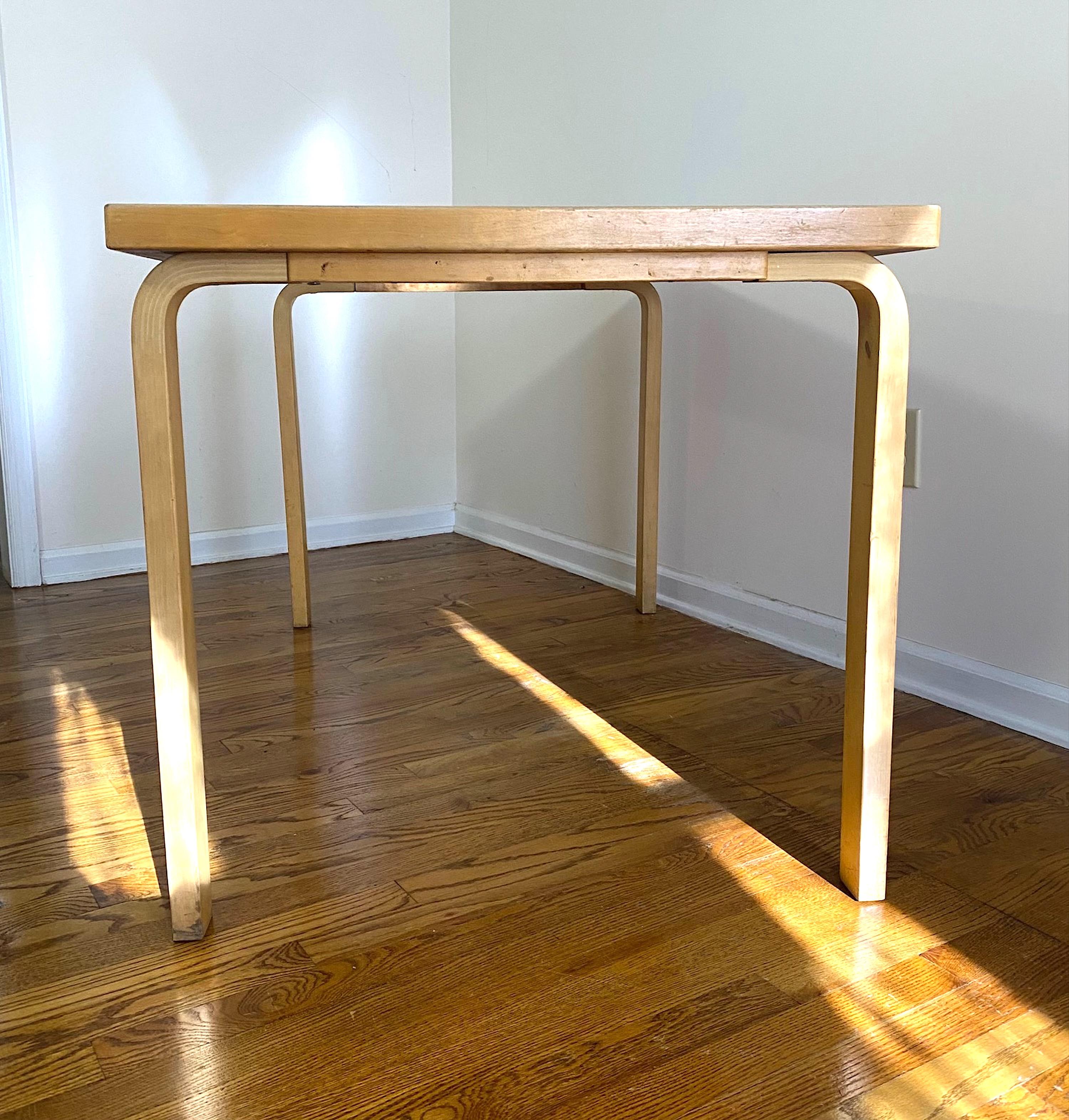 Mid-Century Modern Alvar Aalto Birch Dining or Writing Table with Blue Top