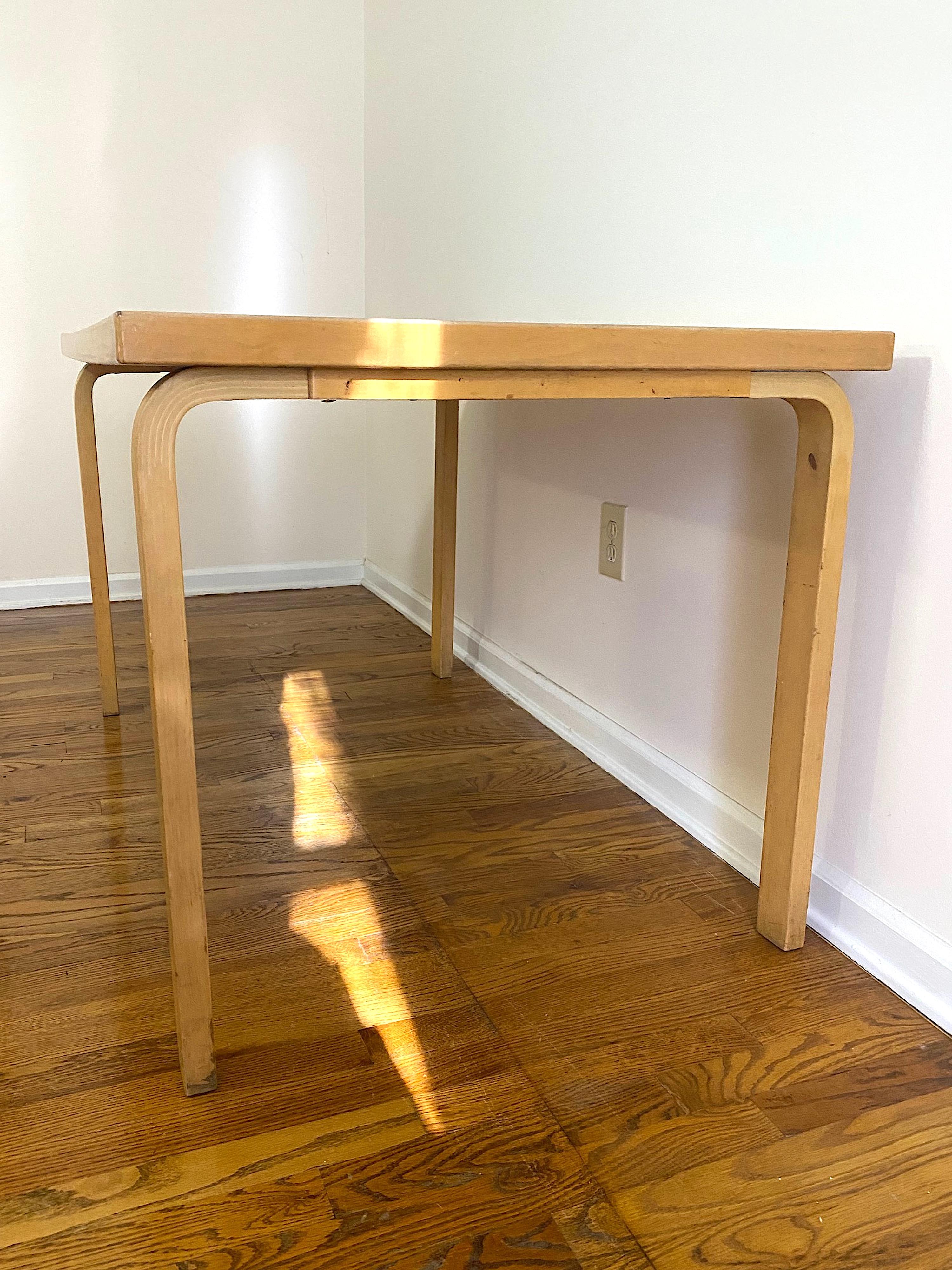 Alvar Aalto Birch Dining or Writing Table with Blue Top In Good Condition In New York, NY