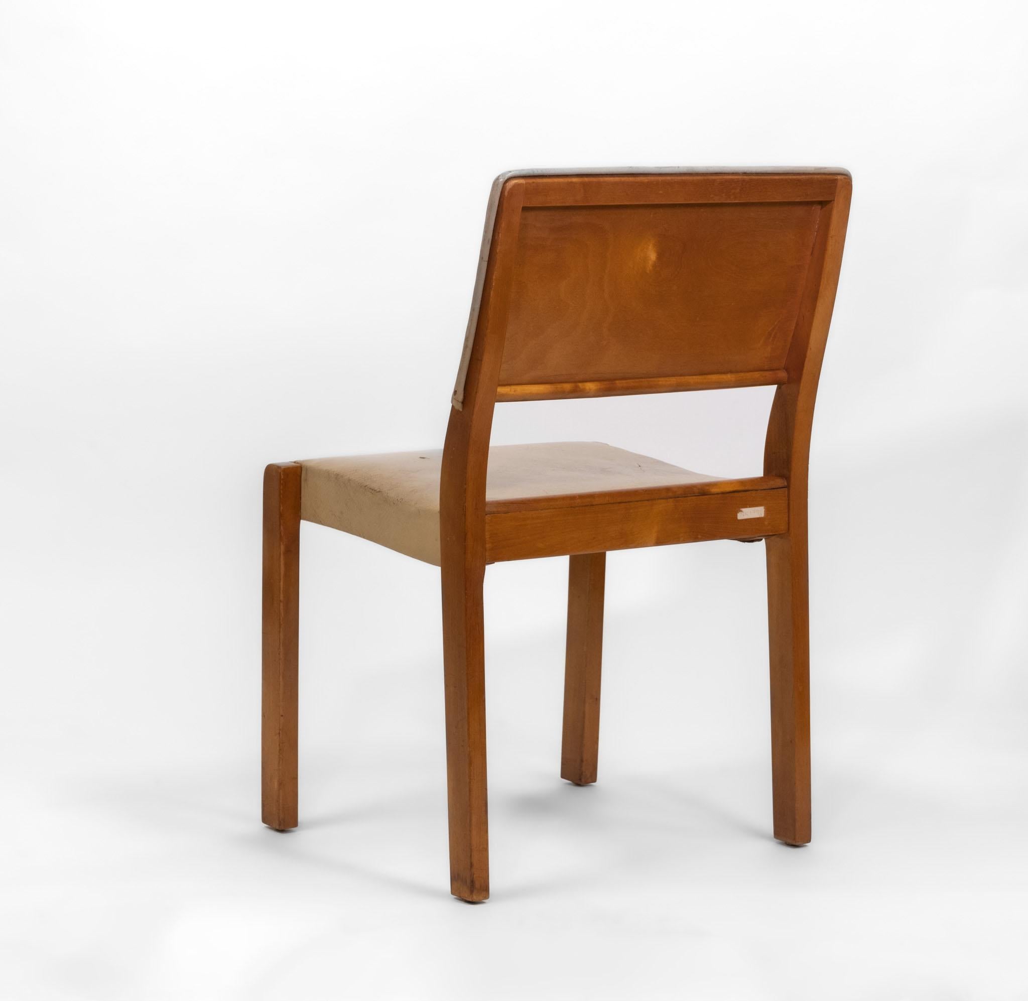 Mid-Century Modern Chaise en bouleau et cuir Alvar Aalto+Aalto 611 en vente