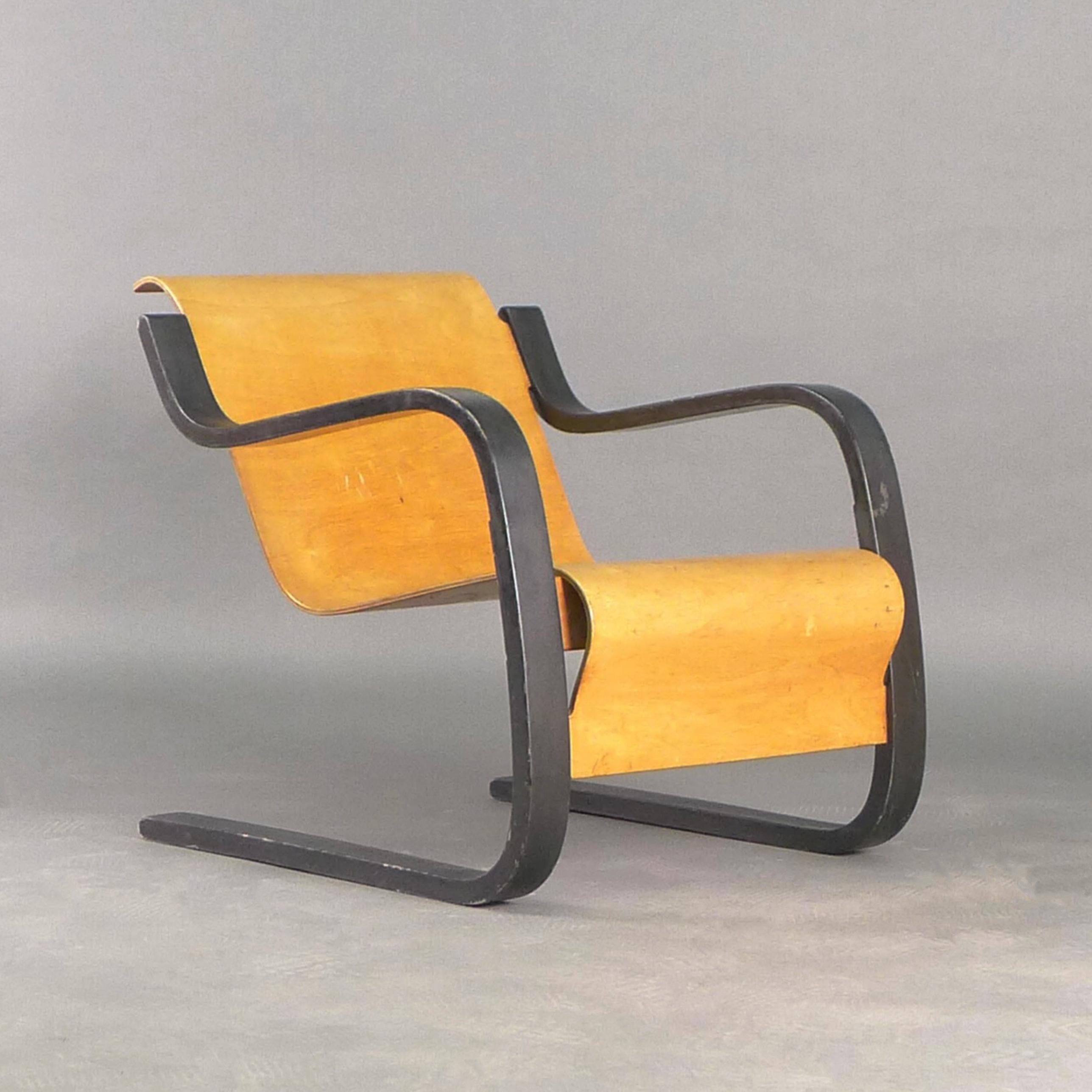 Freitragender Stuhl Alvar Aalto aus Birkenholz und Sperrholz, Modell 31, Huonekalu-ja, Finnland im Angebot 5