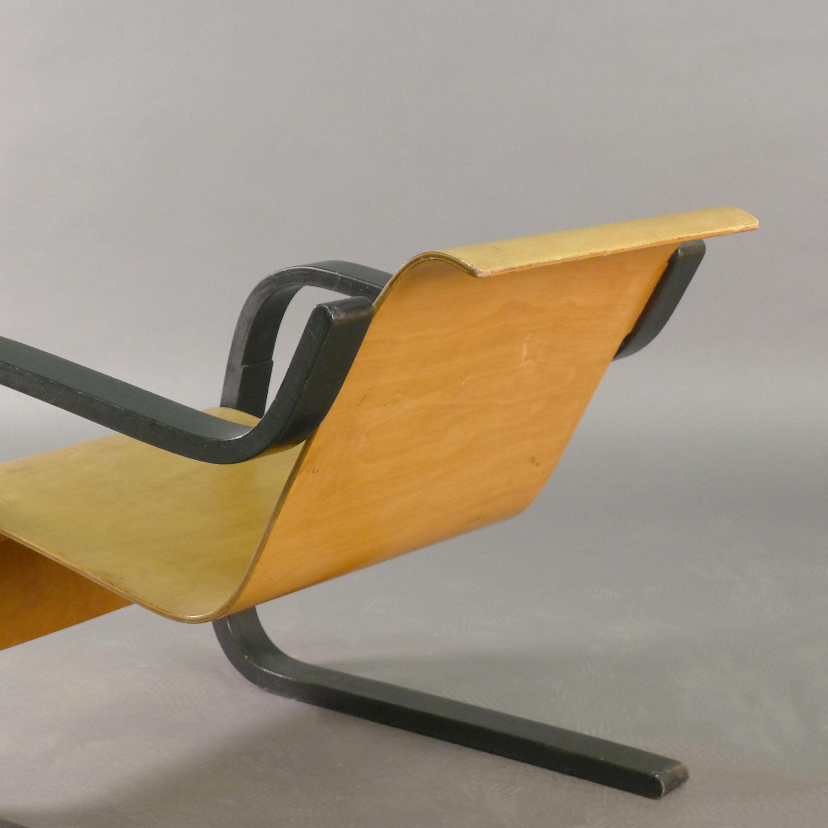 Freitragender Stuhl Alvar Aalto aus Birkenholz und Sperrholz, Modell 31, Huonekalu-ja, Finnland im Angebot 2