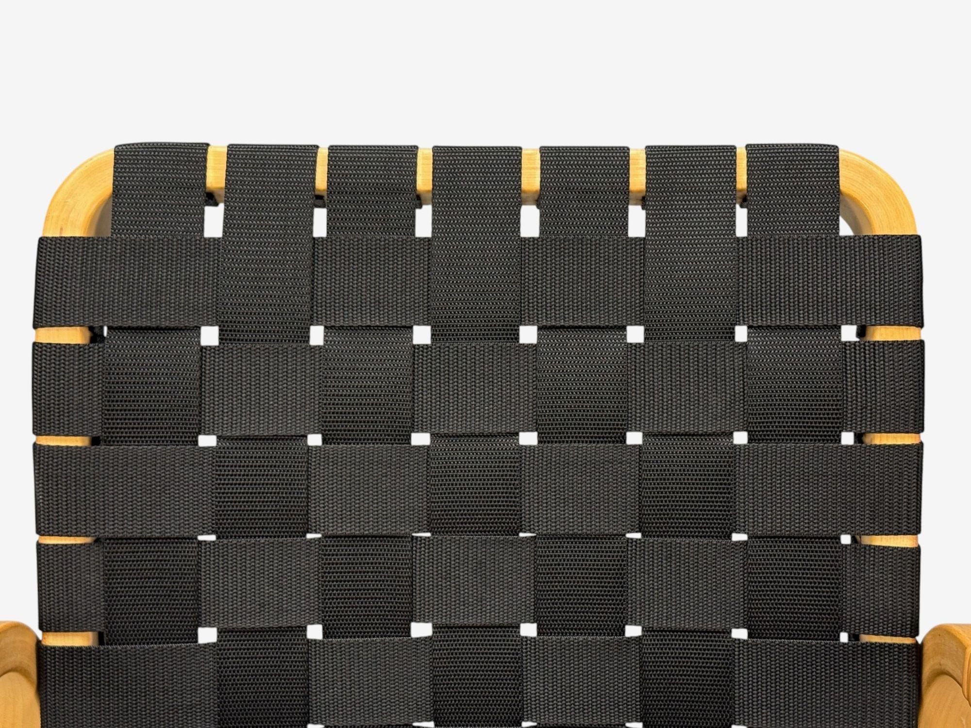 Alvar Aalto, Birch, Rattan, Black Linen Webbing, Armchairs, Finland, 1980s For Sale 5