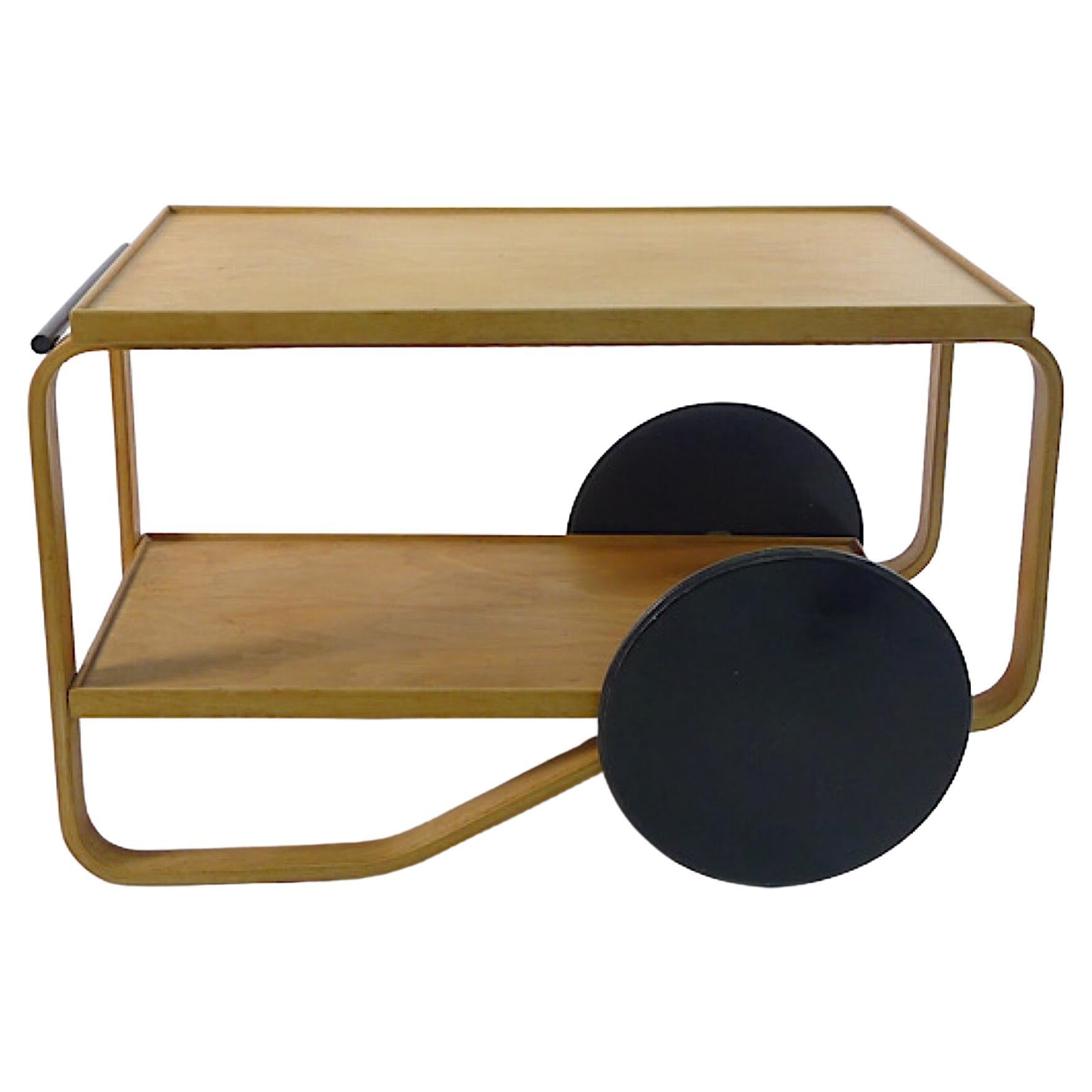 Alvar Aalto, Carro de servir de abedul, Modelo 98/901, Diseñado en 1935, Etiqueta Finmar