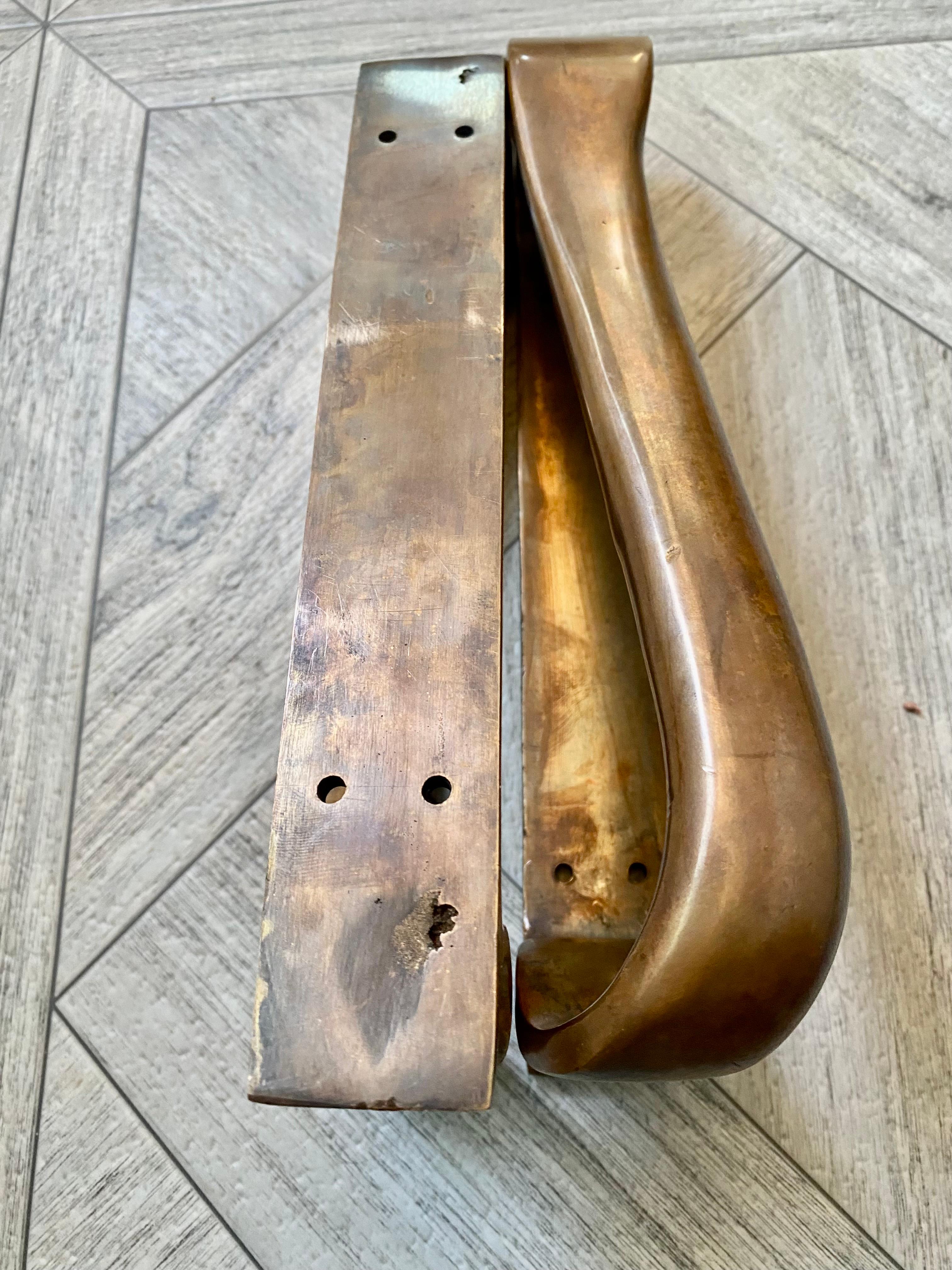 Italian Alvar Aalto Bronze Door Hardware / Pulls, Set of 4 For Sale