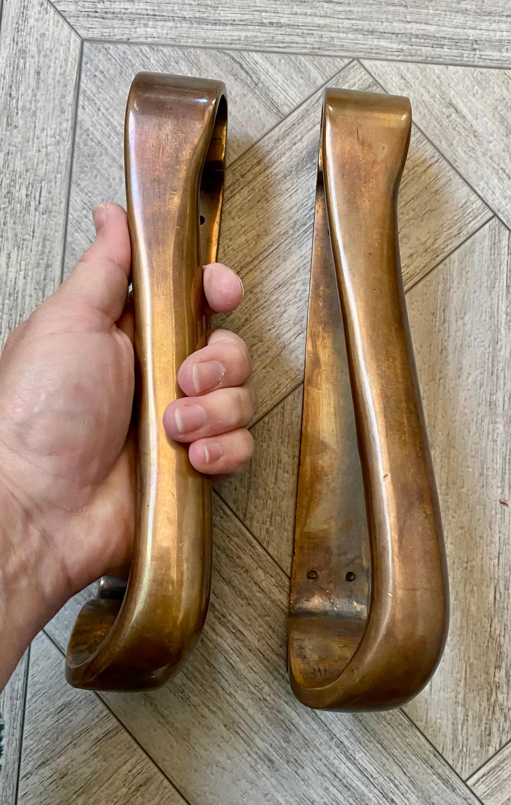 Alvar Aalto Bronze Door Hardware / Pulls, Set of 4 In Good Condition For Sale In Round Top, TX