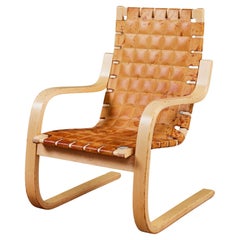 Vintage Alvar Aalto Cantilevered Leather Lounge Chair for Artek