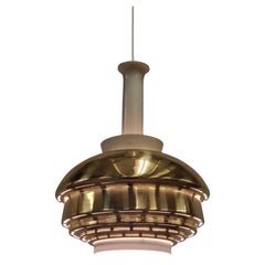 Alvar Aalto Ceiling Lamp Model A335B, Brass & White metal, Valaistustyö 1950s