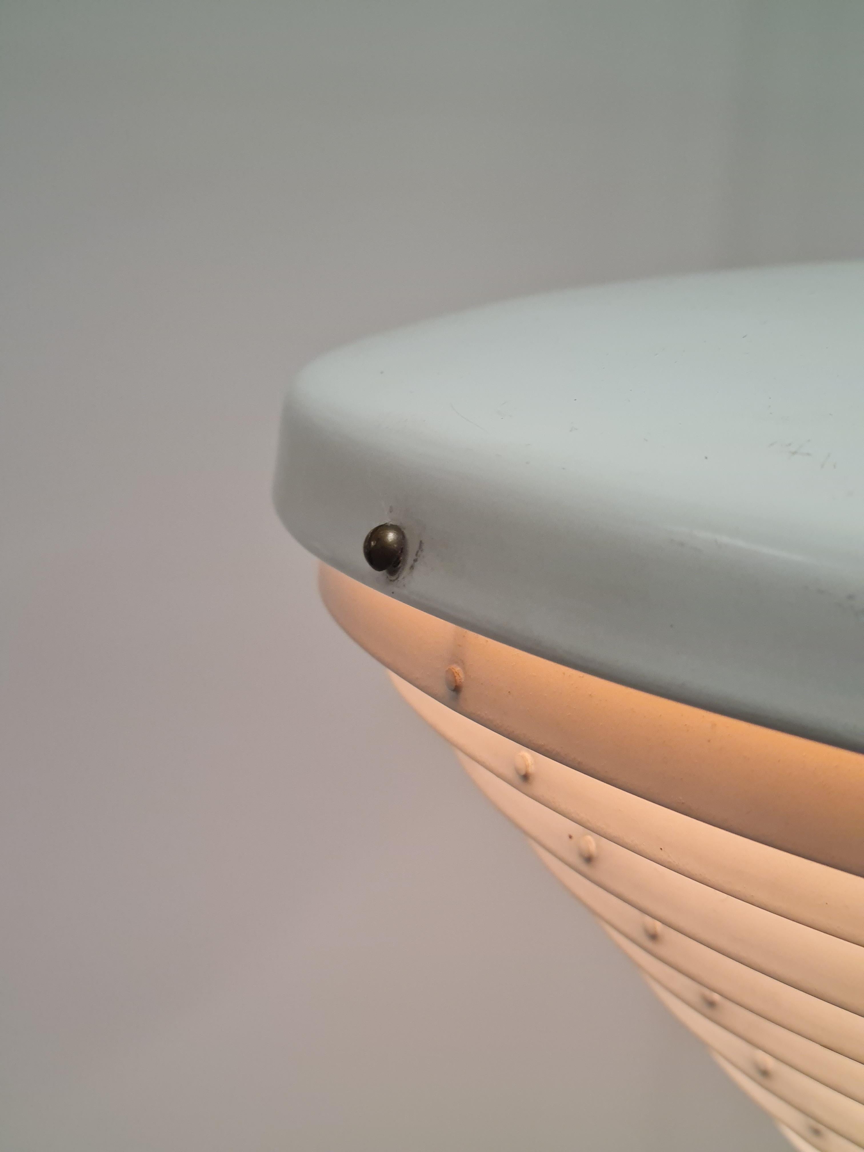 Scandinavian Modern Alvar Aalto Ceiling Lamp Model. A605 in White & Brass, Valaistustyö 1950s