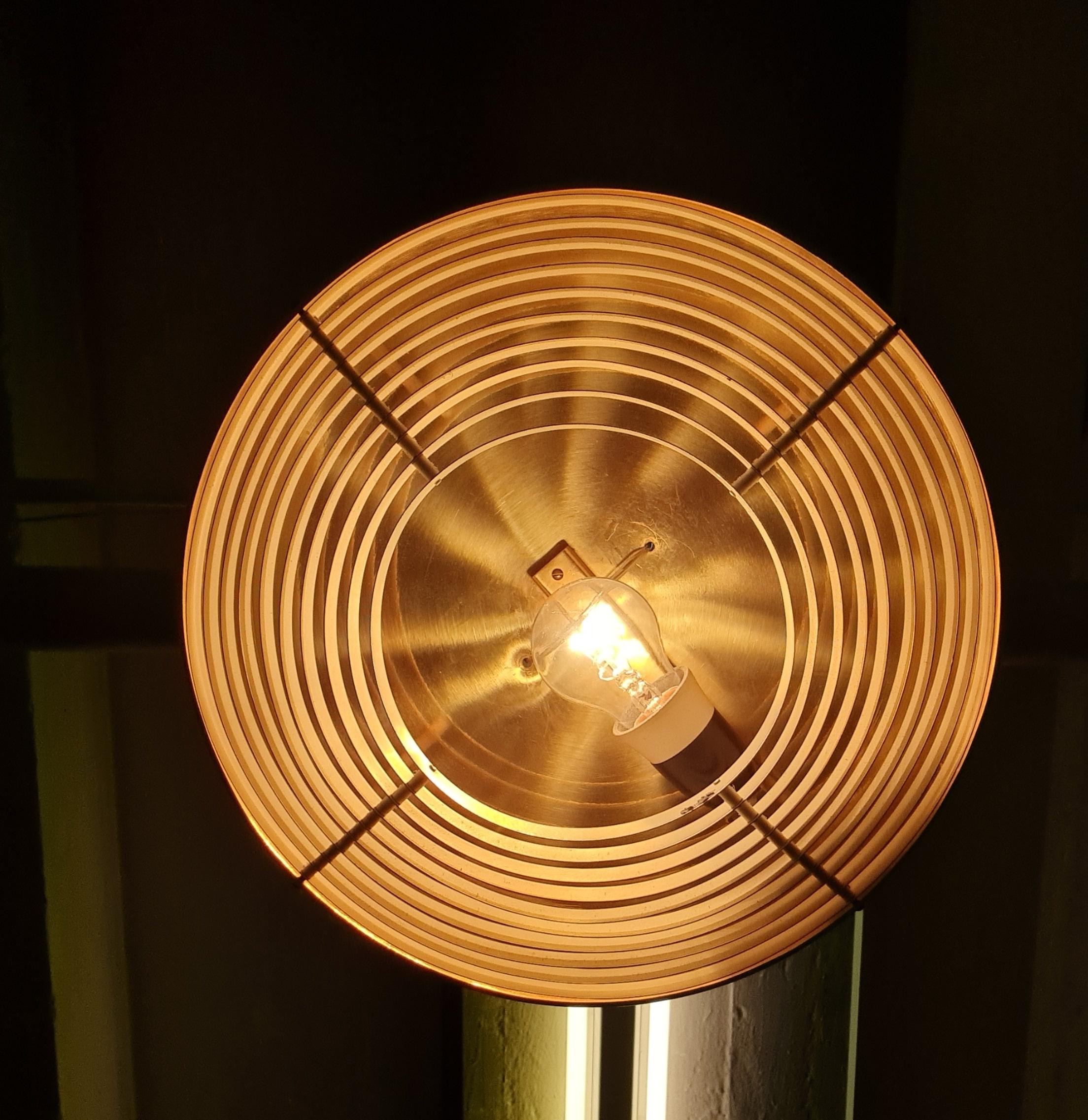 Metal Alvar Aalto Ceiling Lamp Model. A605 in White & Brass, Valaistustyö 1950s