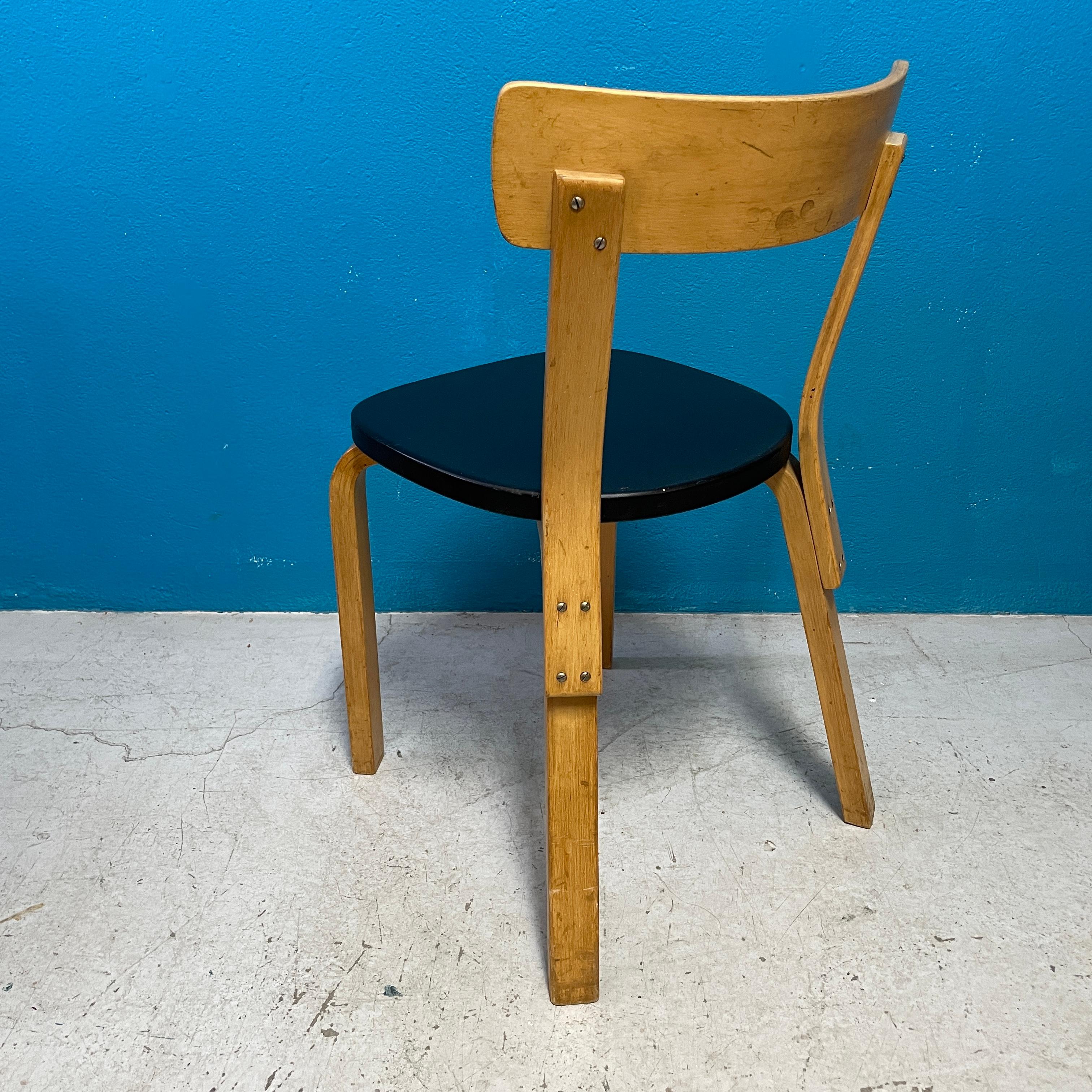 Mid-Century Modern Alvar Aalto Chair 69 for Artek Finland, Vintage Condition