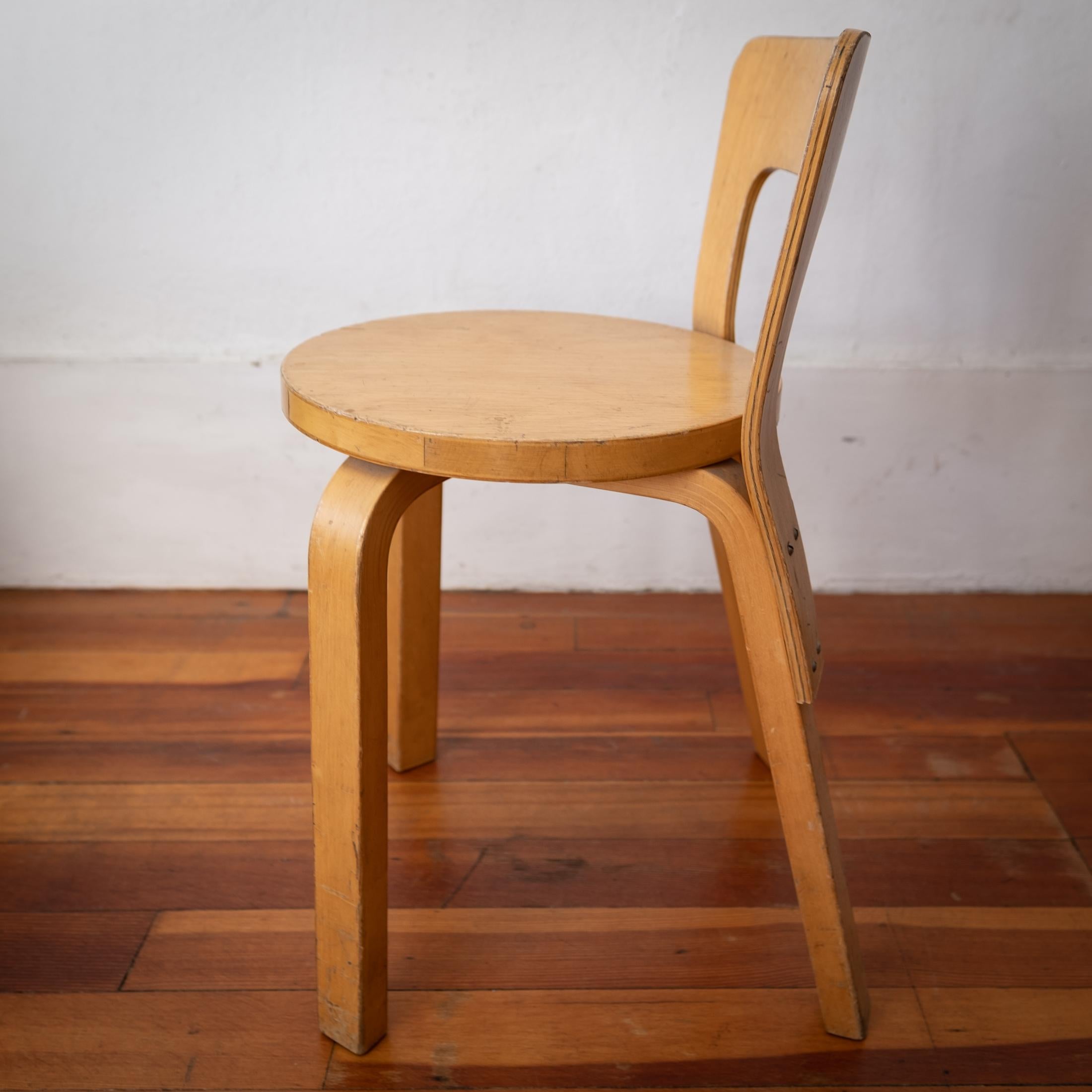 Alvar Aalto Chair Stool Model 65 In Good Condition In San Diego, CA