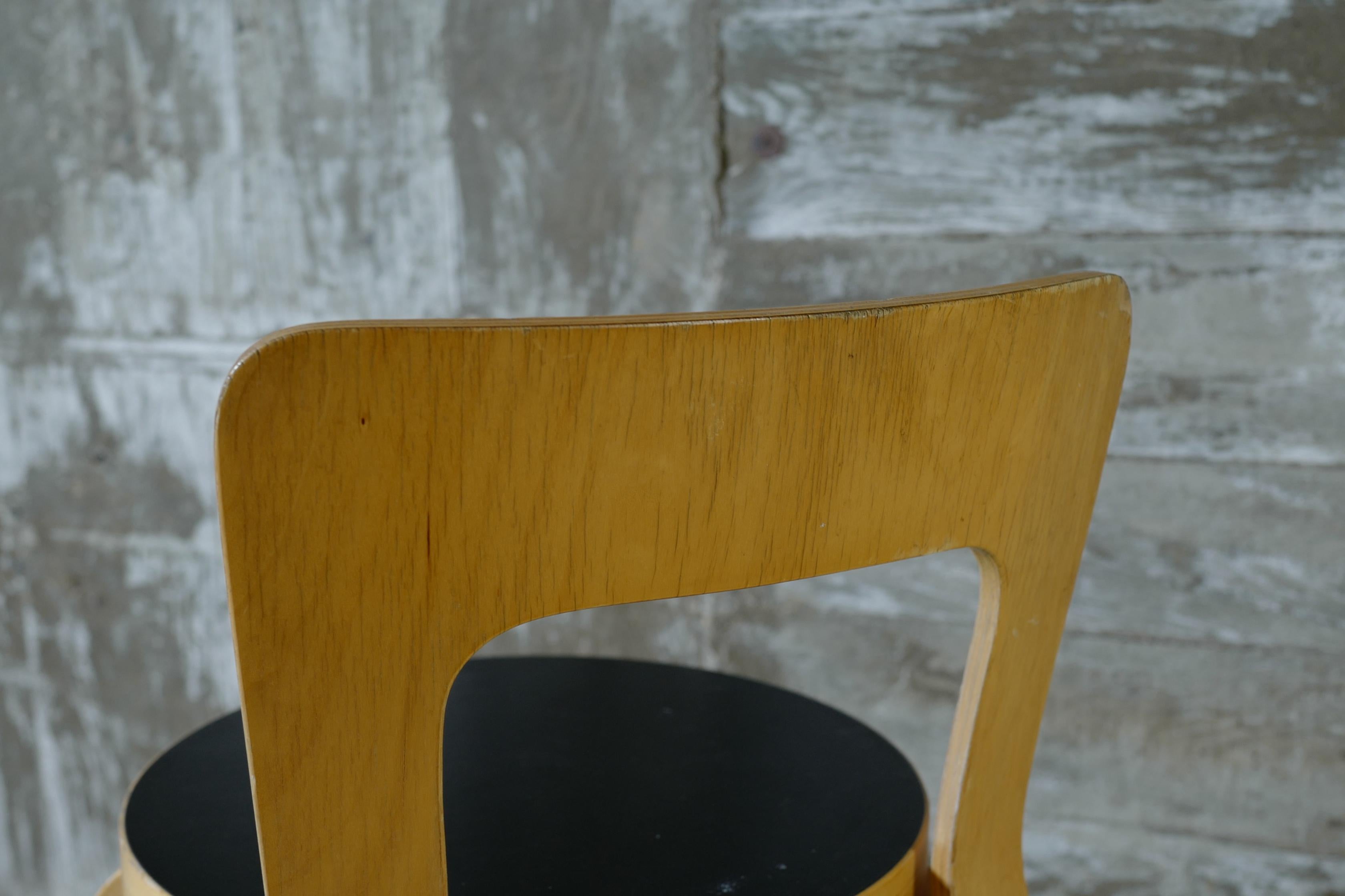 alvar aalto chair65 black linoleum top For Sale 1