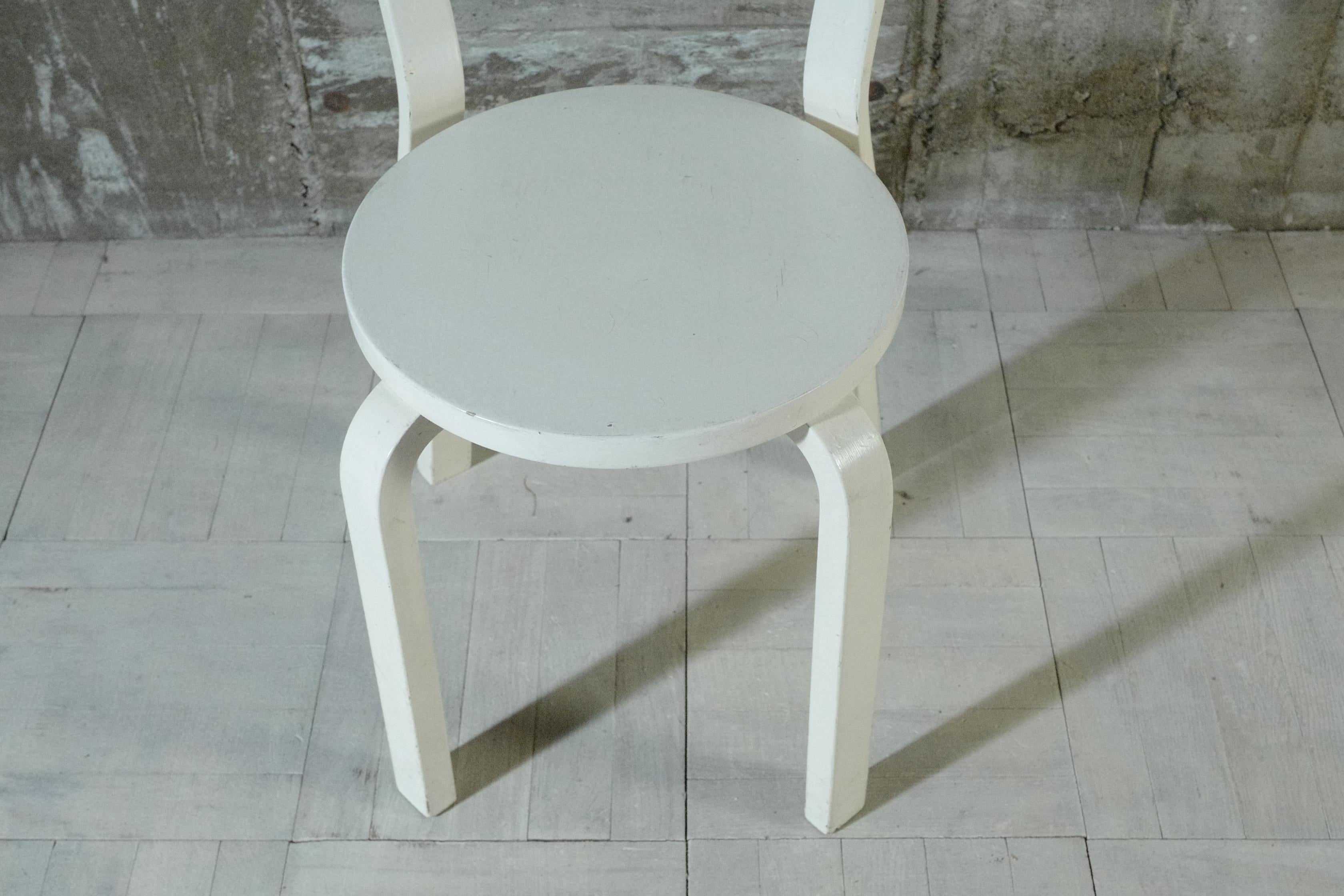 alvar aalto chair68 Painted White  1950's For Sale 3