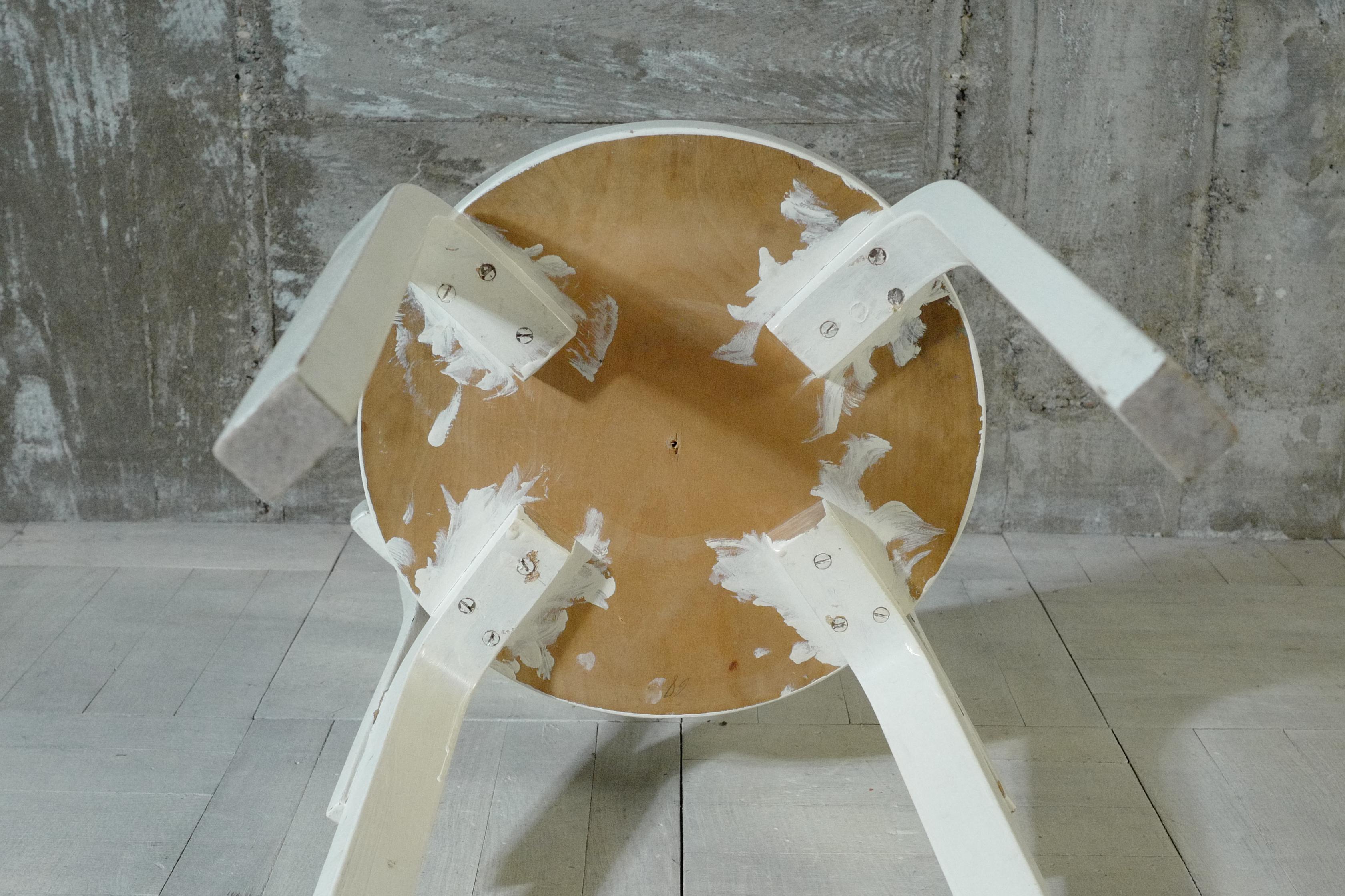 alvar aalto chair68 Painted White  1950's For Sale 4
