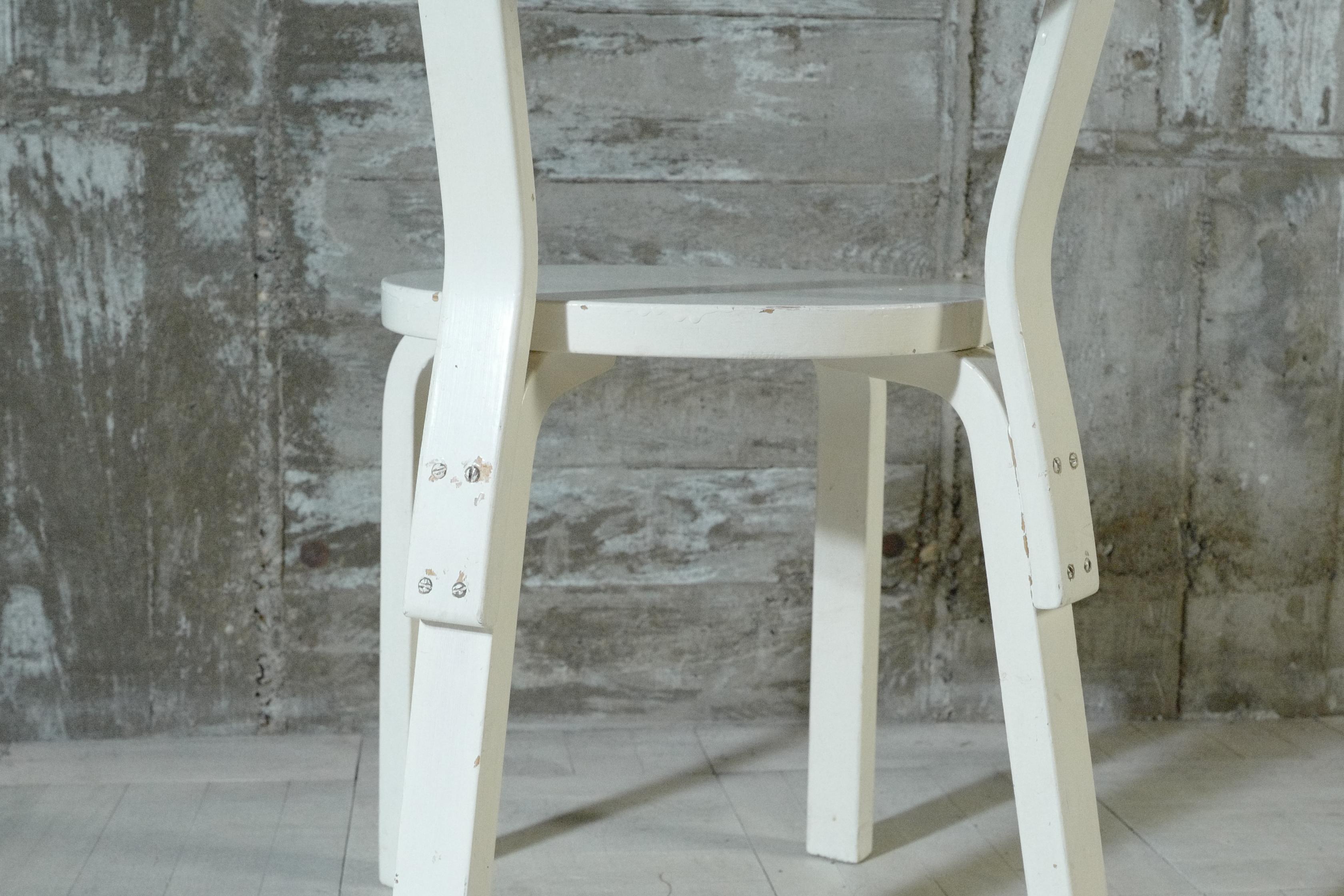 Birch alvar aalto chair68 Painted White  1950's For Sale