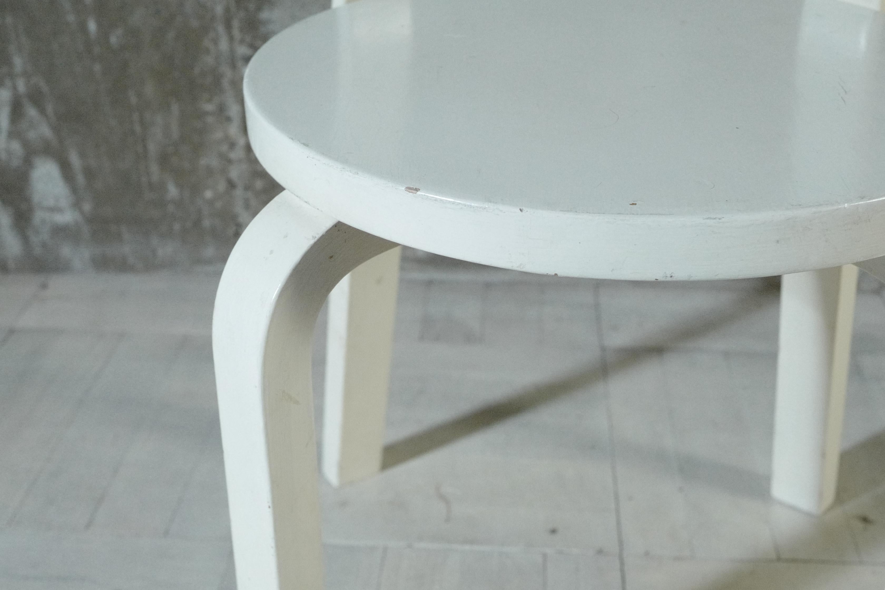 alvar aalto chair68 Painted White  1950's For Sale 2