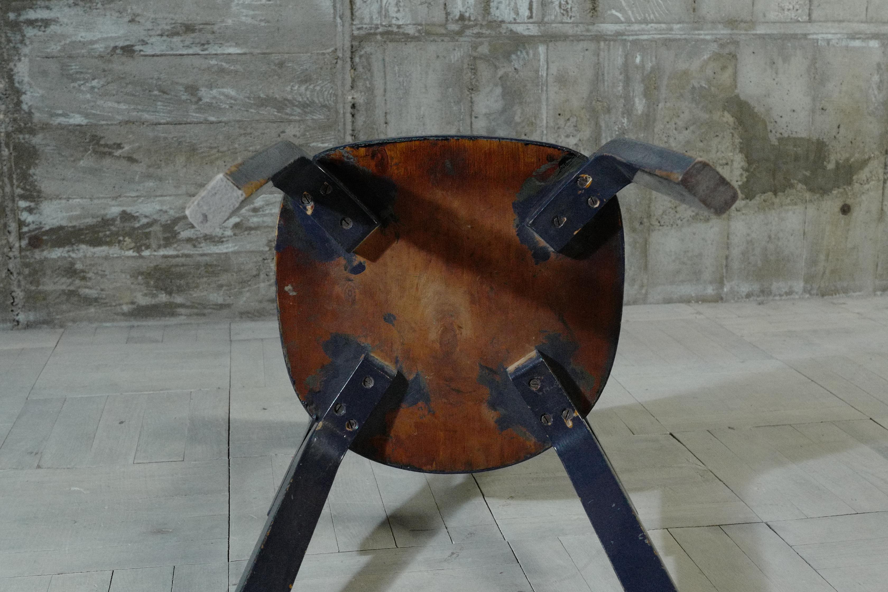 alvar aalto chair69 Painted Deep blue   1930's For Sale 7