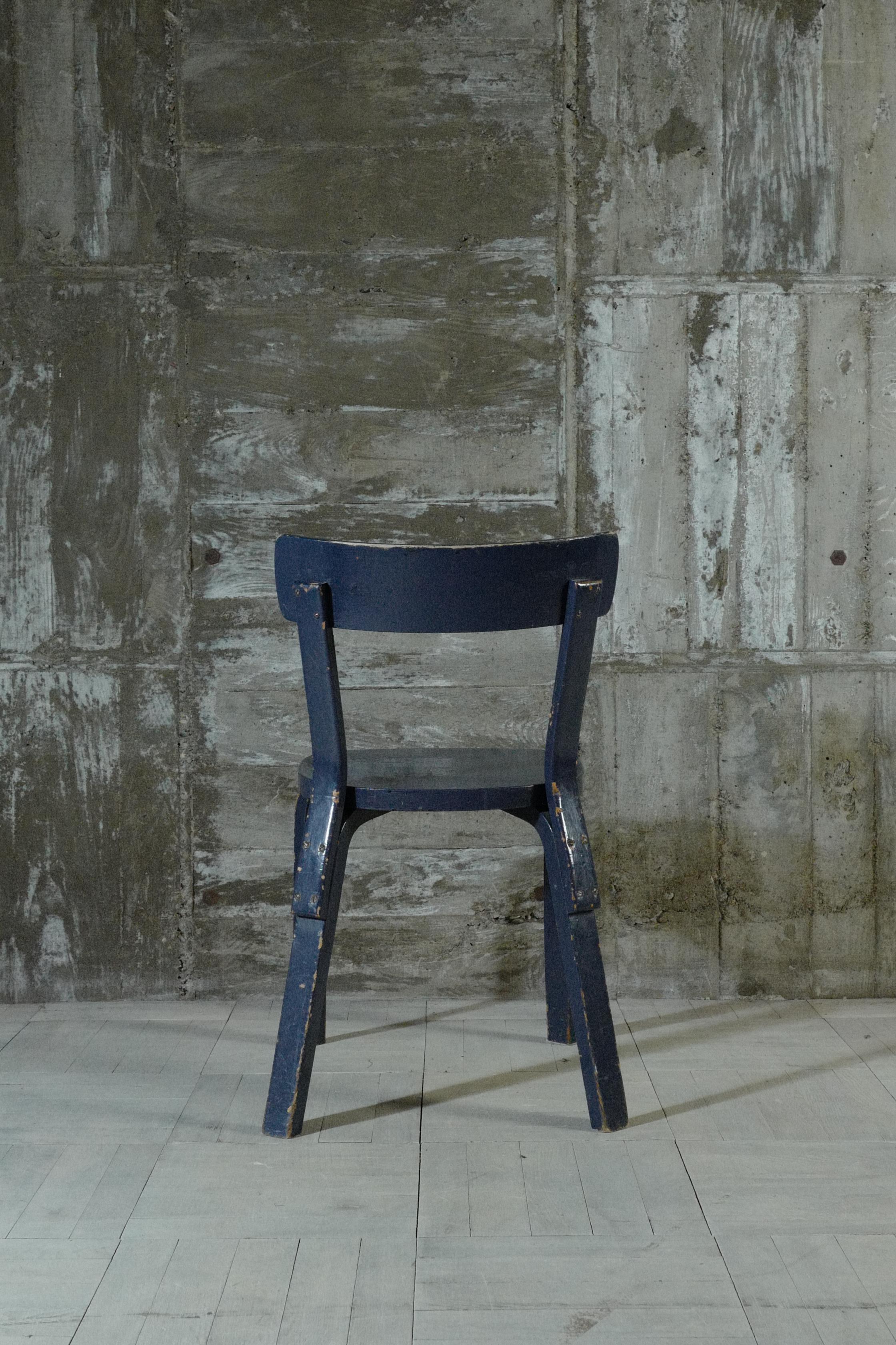 Modern alvar aalto chair69 Painted Deep blue   1930's For Sale