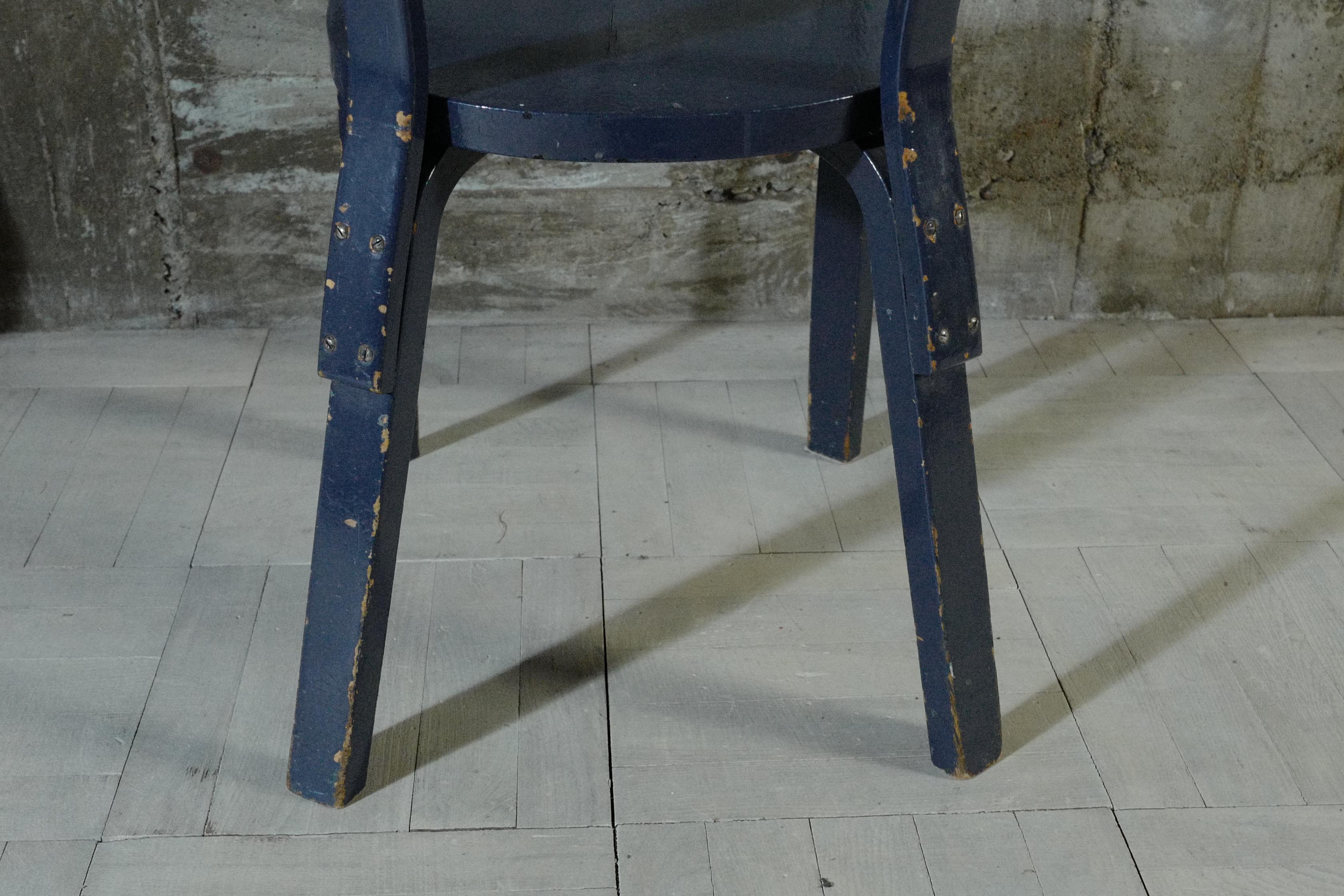 alvar aalto chair69 Painted Deep blue   1930's For Sale 1