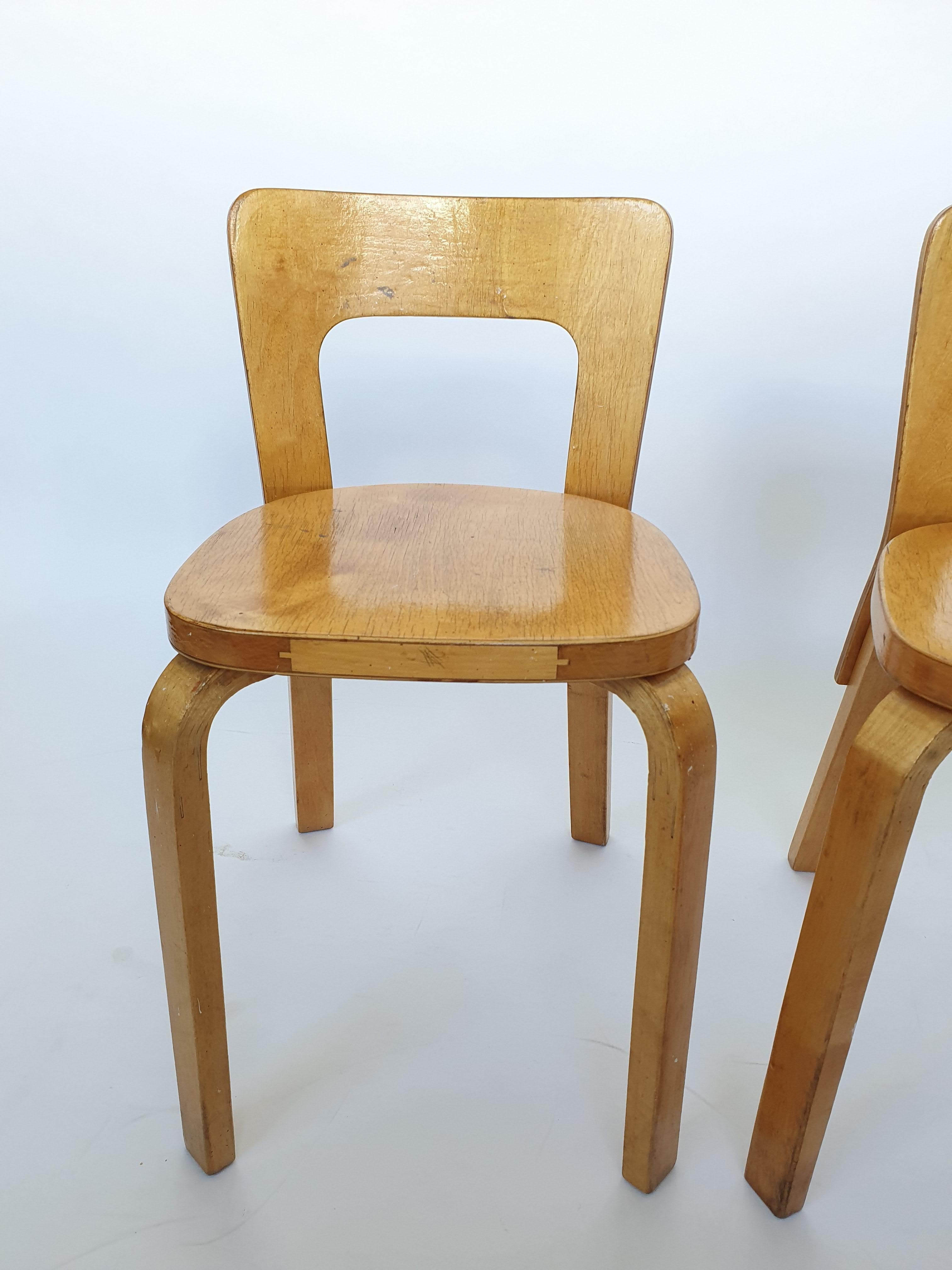 Finlandese Sedie Alvar Aalto Artek A65 anni '50 in vendita