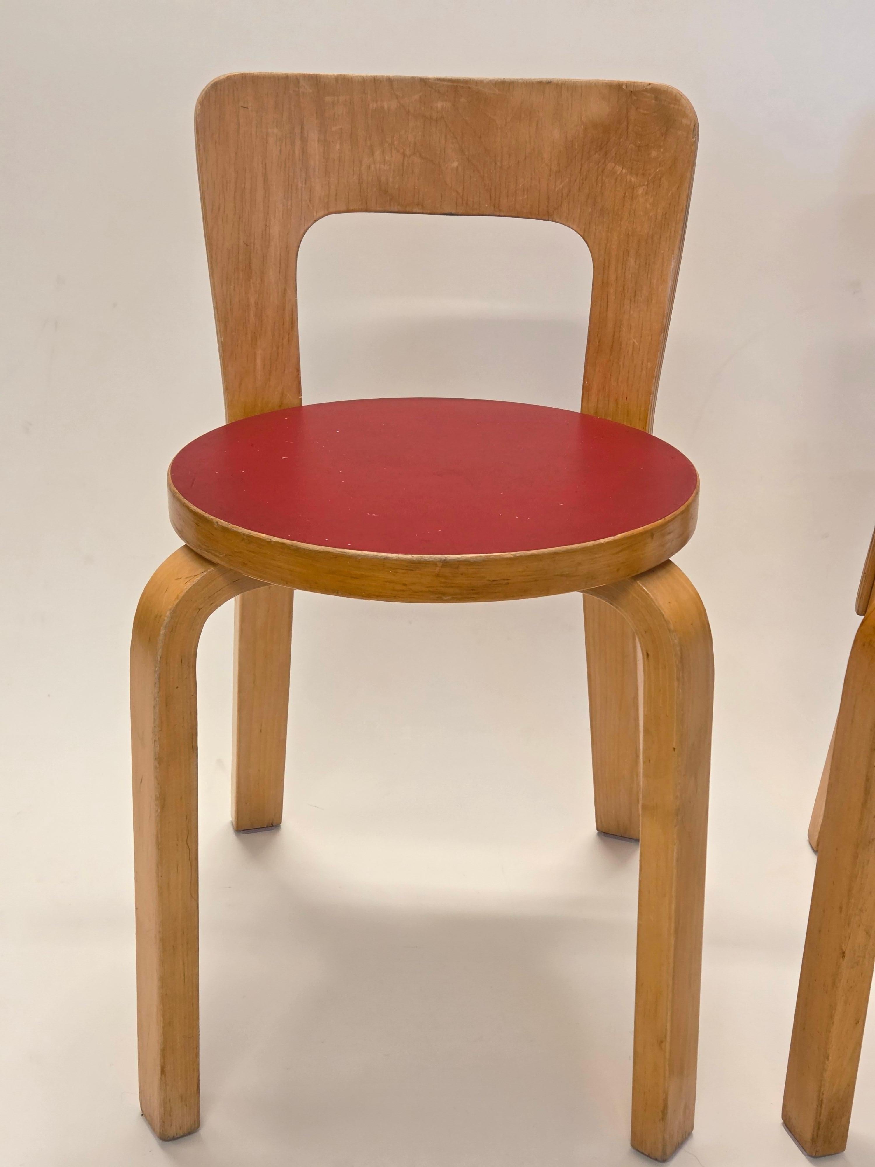 Scandinave moderne Chaises Alvar Aalto+Aalto modèle 65 par Artek années 1960 en vente