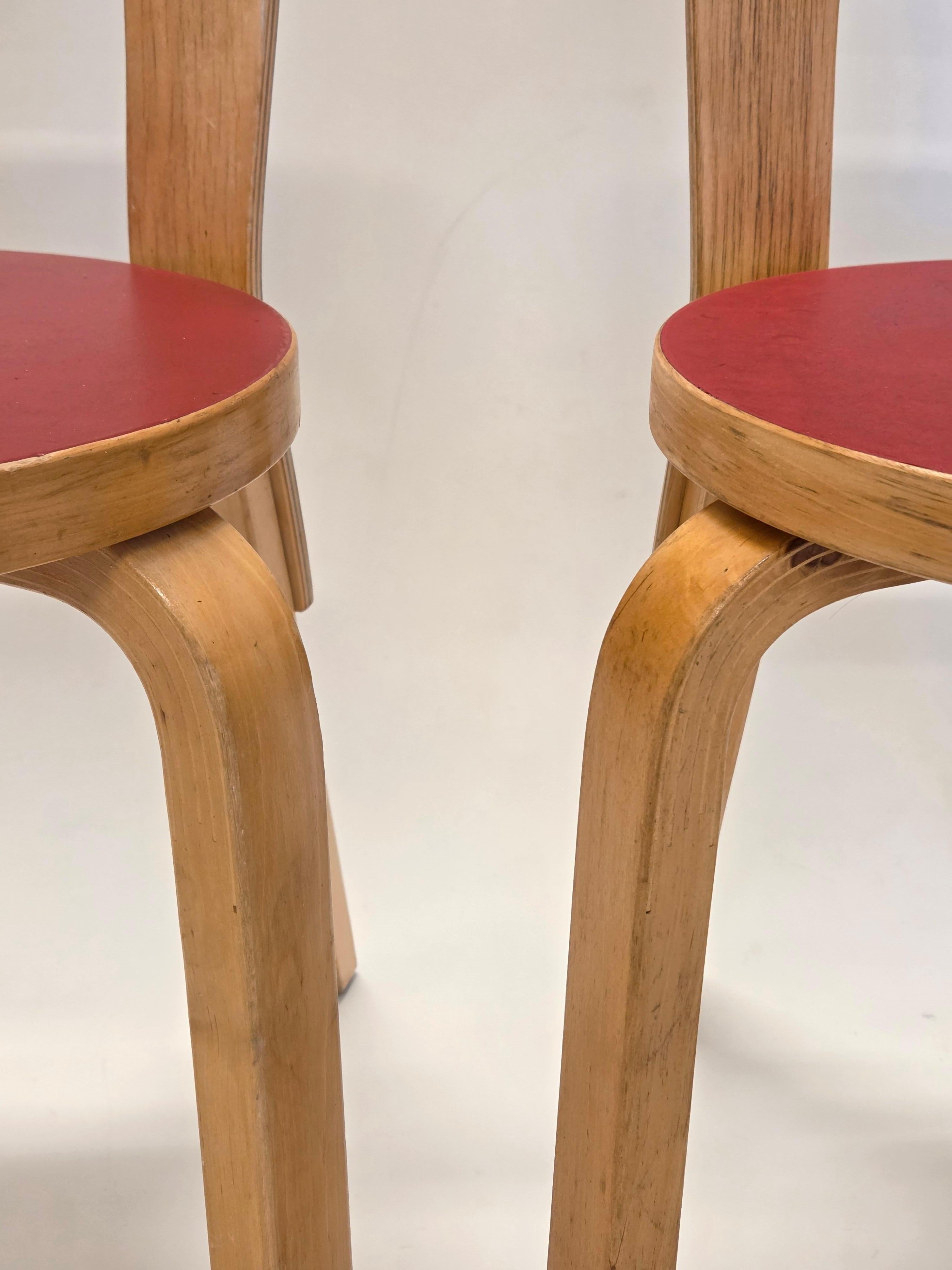 Finlandais Chaises Alvar Aalto+Aalto modèle 65 par Artek années 1960 en vente