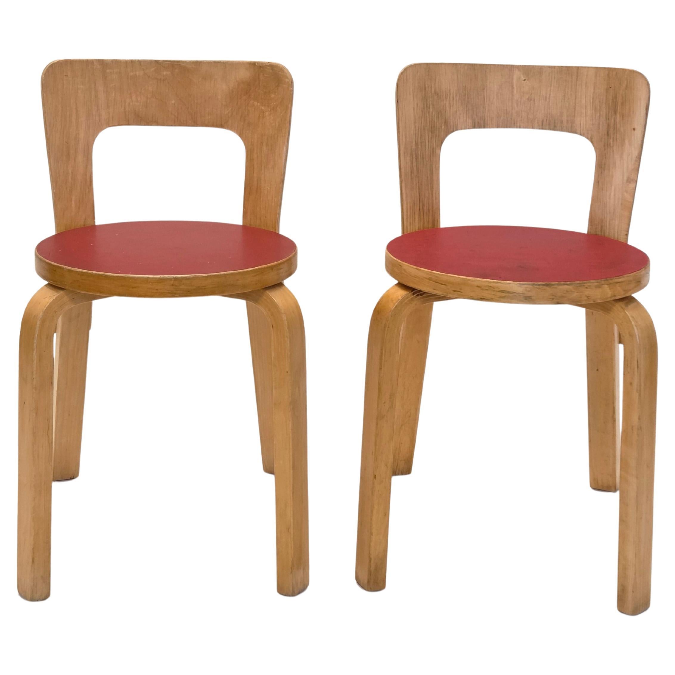 Chaises Alvar Aalto+Aalto modèle 65 par Artek années 1960