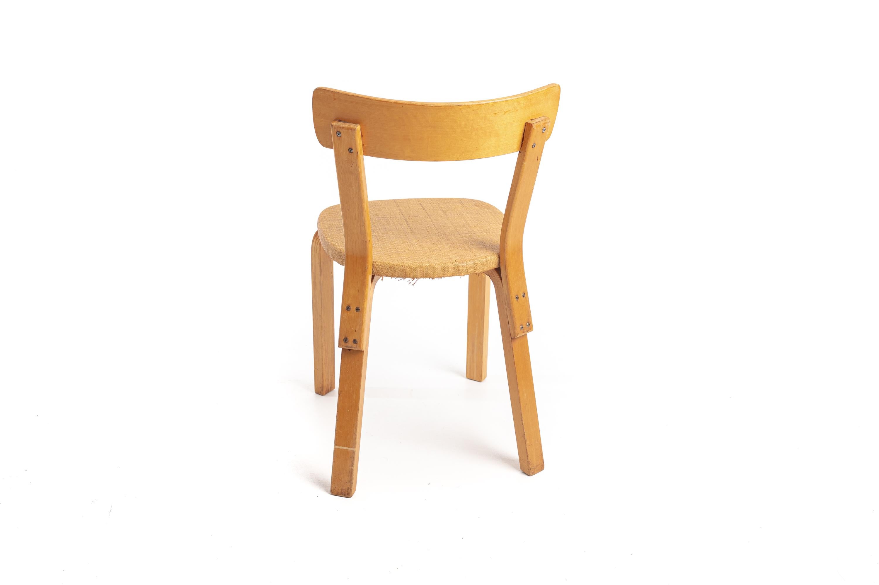 Inlay Alvar Aalto chairs model 69 2 pcs For Sale