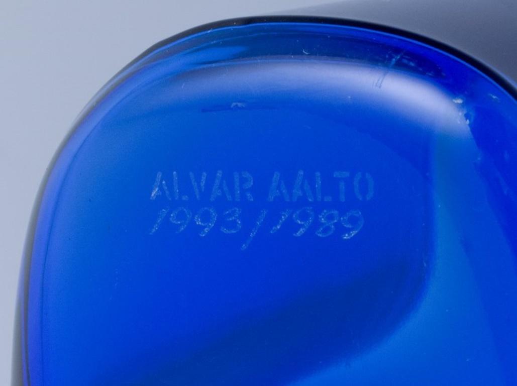 Late 20th Century Alvar Aalto Collection, Iittala, Finland.  Vase in blue art glass. 1980s.