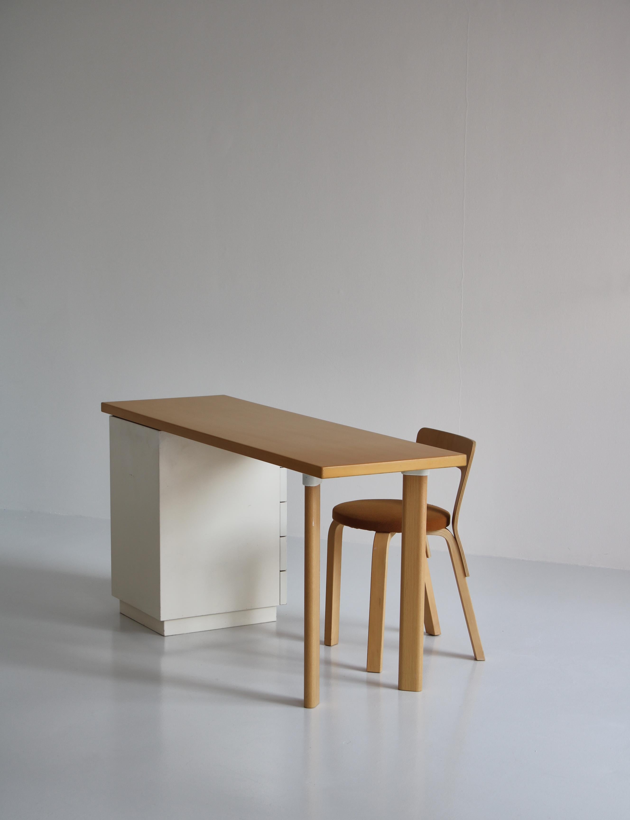 Scandinavian Modern Alvar Aalto Desk and Chair Model 65, made by Artek, Finland in the 1960s