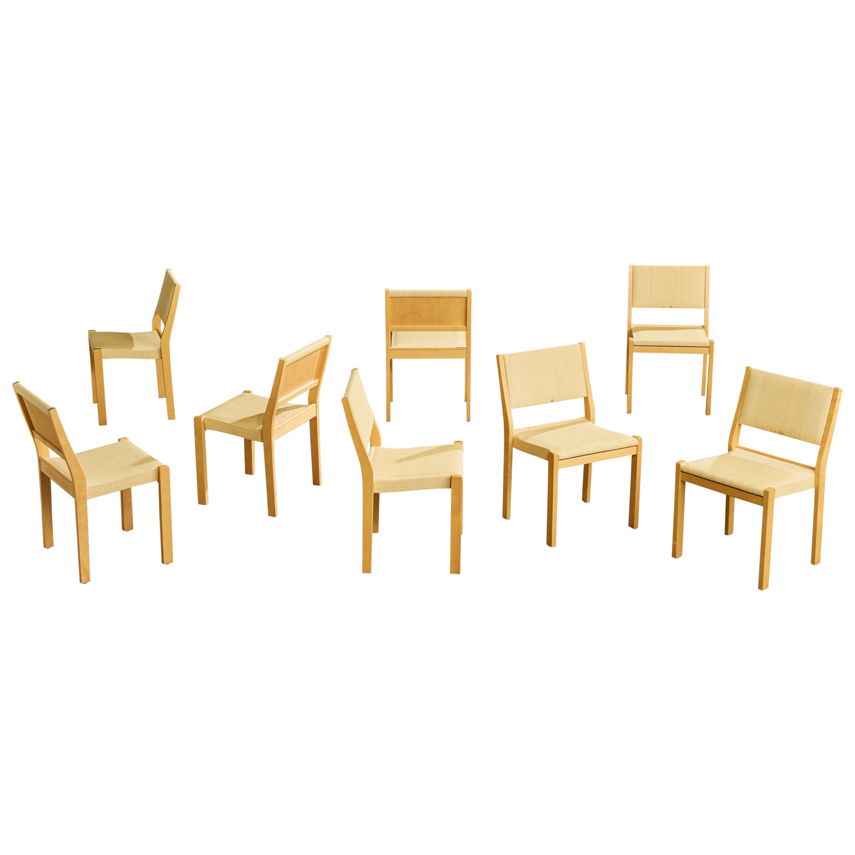 Alvar Aalto, Dining Room Chairs, Birch, Raffia, Finland, 1980s