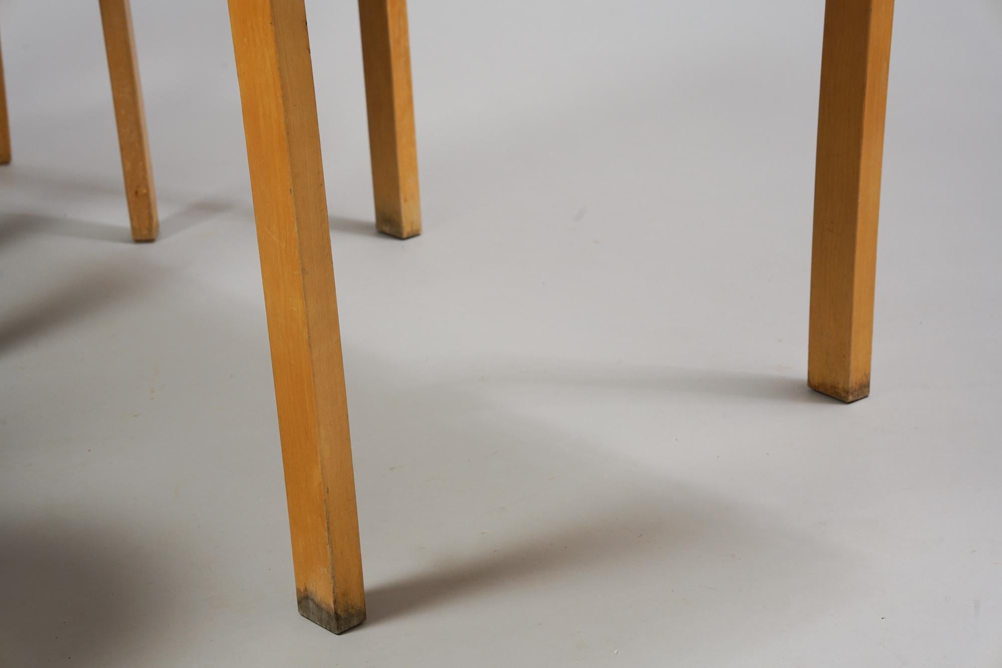 Ensemble de salle à manger Alvar Aalto, table modèle DL82 et chaises modèle 65, vers les années 1940  en vente 8