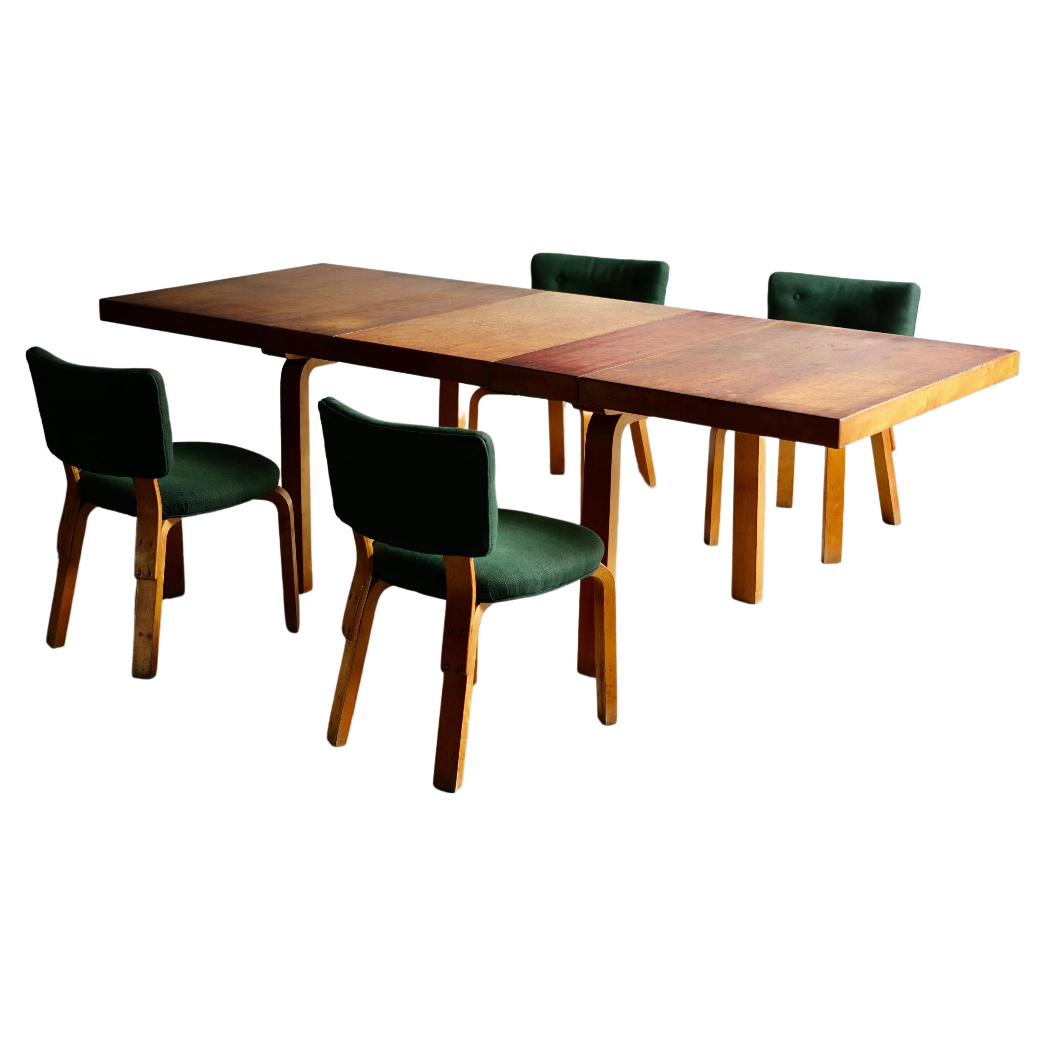 Alvar Aalto Dining Set, Model 92 Dining Table & Model 62 Chairs, Circa 1950's