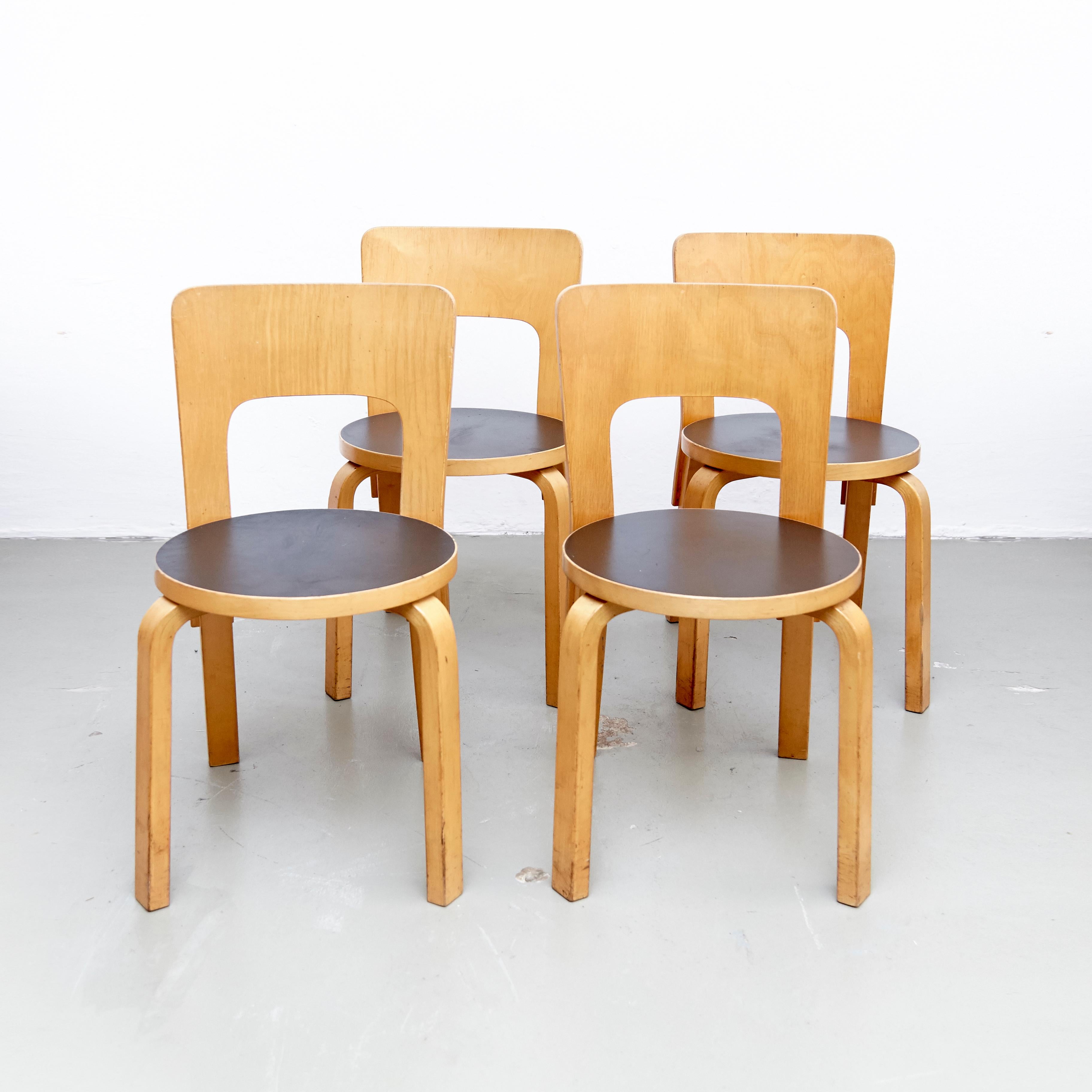 Alvar Aalto Dining Table and Four Chairs, circa 1970 10