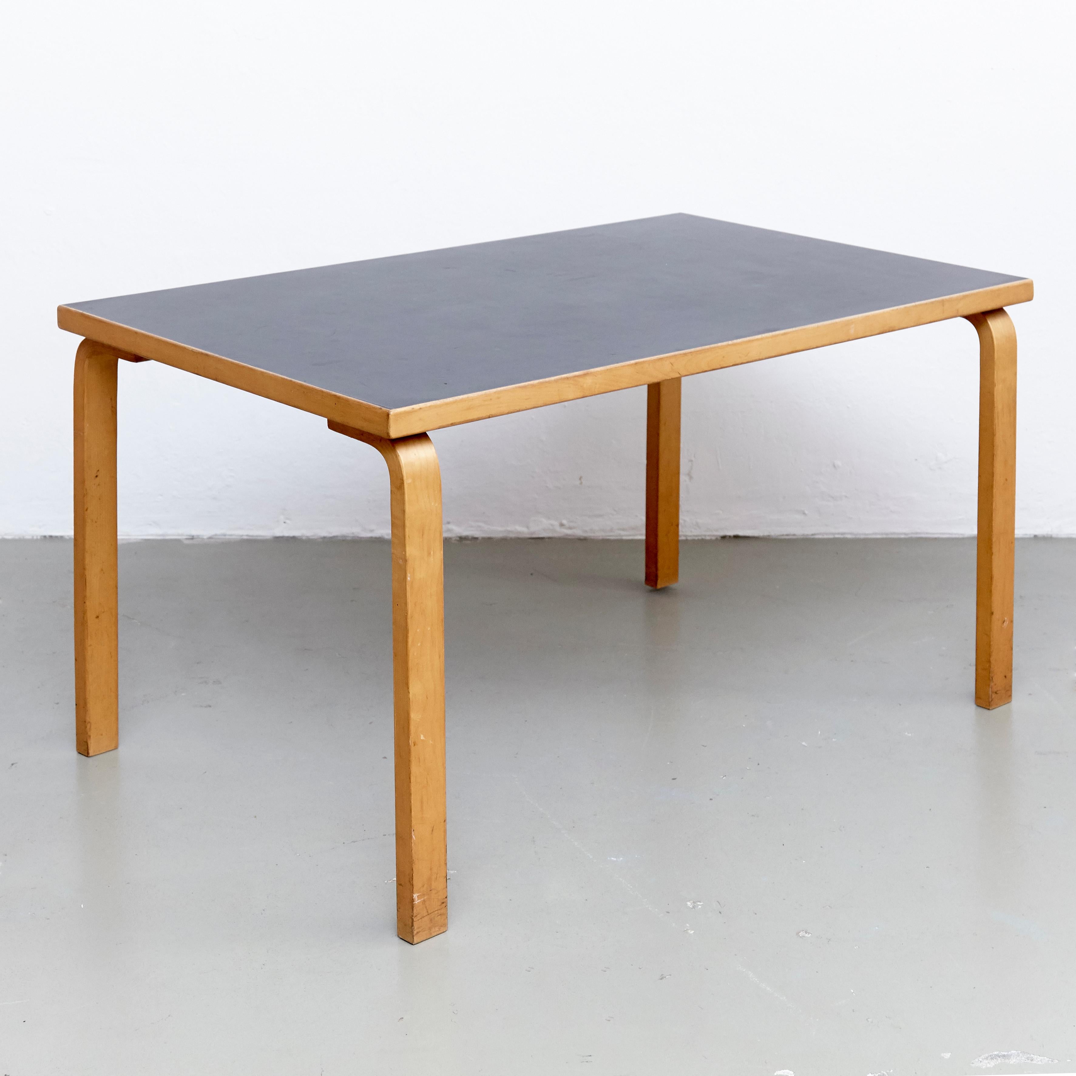 Wood Alvar Aalto Dining Table and Four Chairs, circa 1970