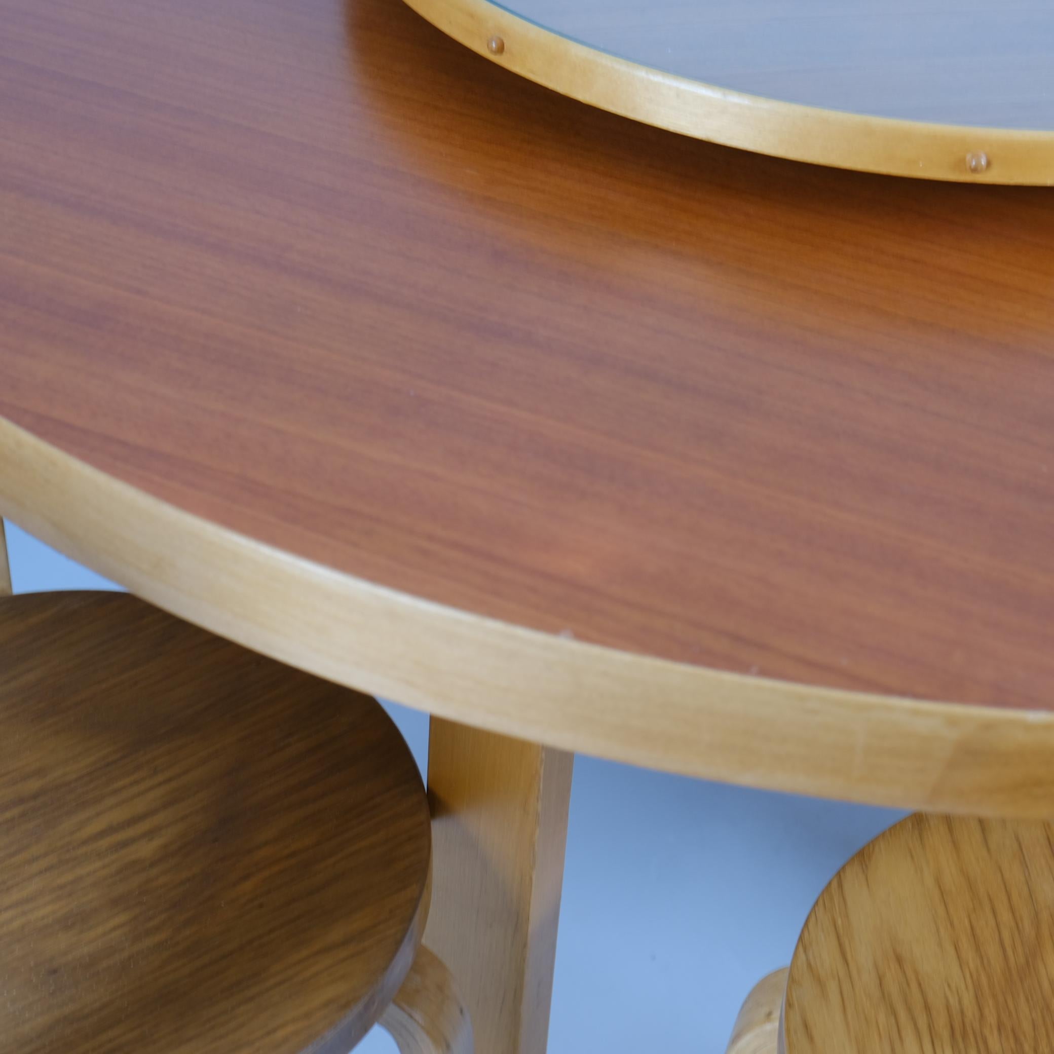 Alvar Aalto Dining Table with Lazy Susan B91 and 6 Chairs Model 66, Artek, 1940s For Sale 4