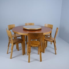 Alvar Aalto Dining Table with Lazy Susan B91 and 6 Chairs Model 66, Artek, 1940s
