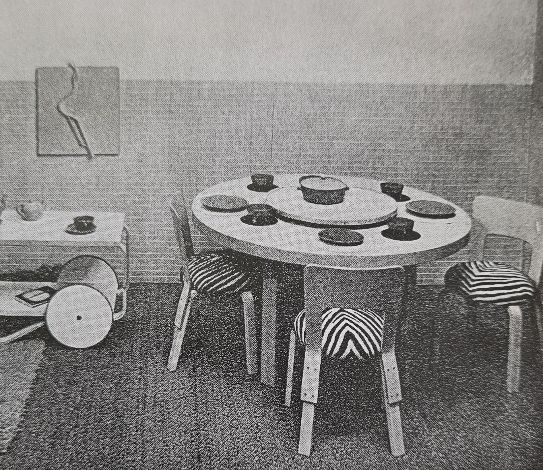 Alvar Aalto Dinning Set with Lazy Susan and 6 Model 66 chairs, 1940s For Sale 13