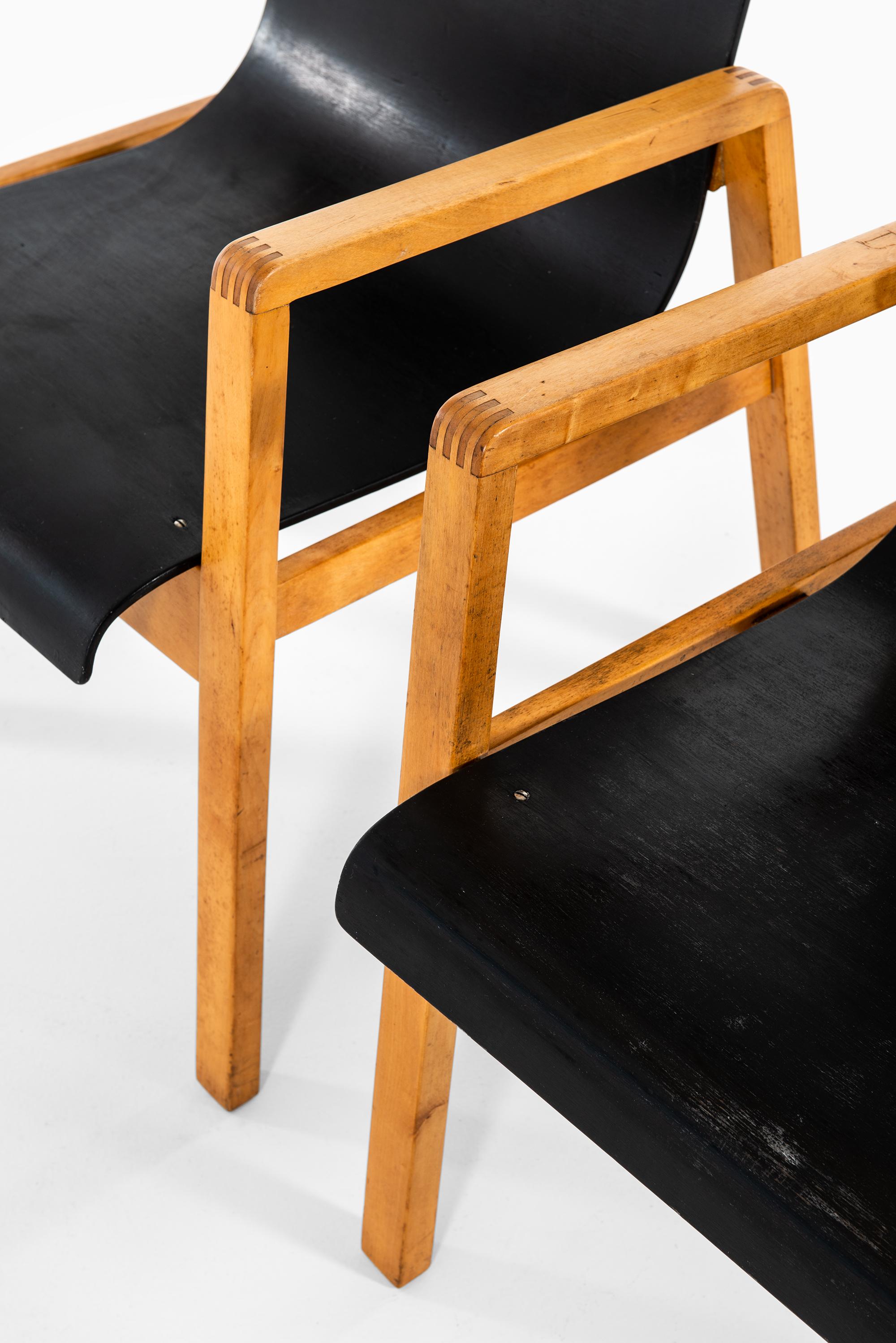 Rare pair of armchairs model 403 designed by Alvar Aalto. Produced by Artek in Finland.