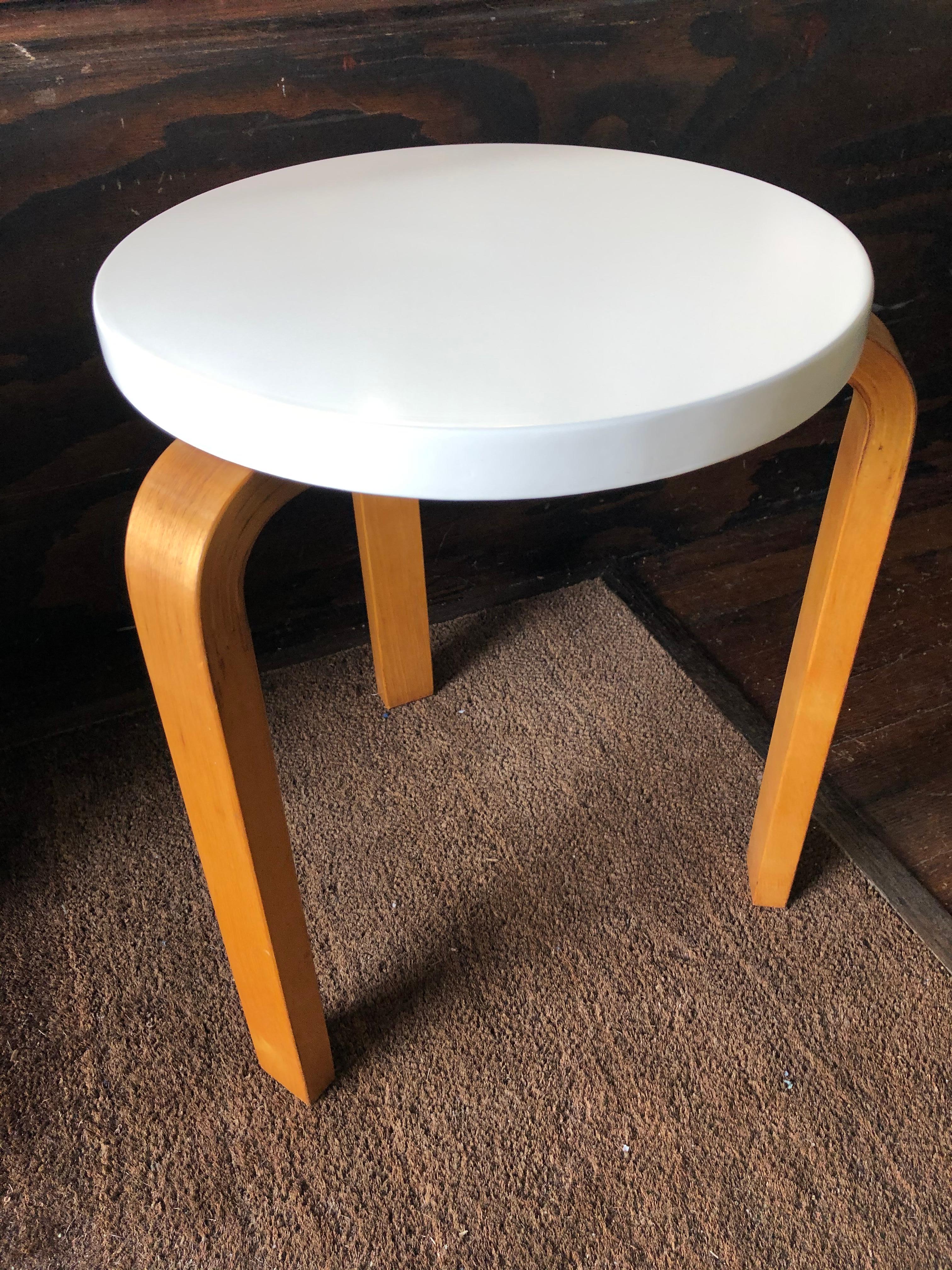 Alvar Aalto Early Finsven Stamped Stool / Small Table Lacquer Top 3