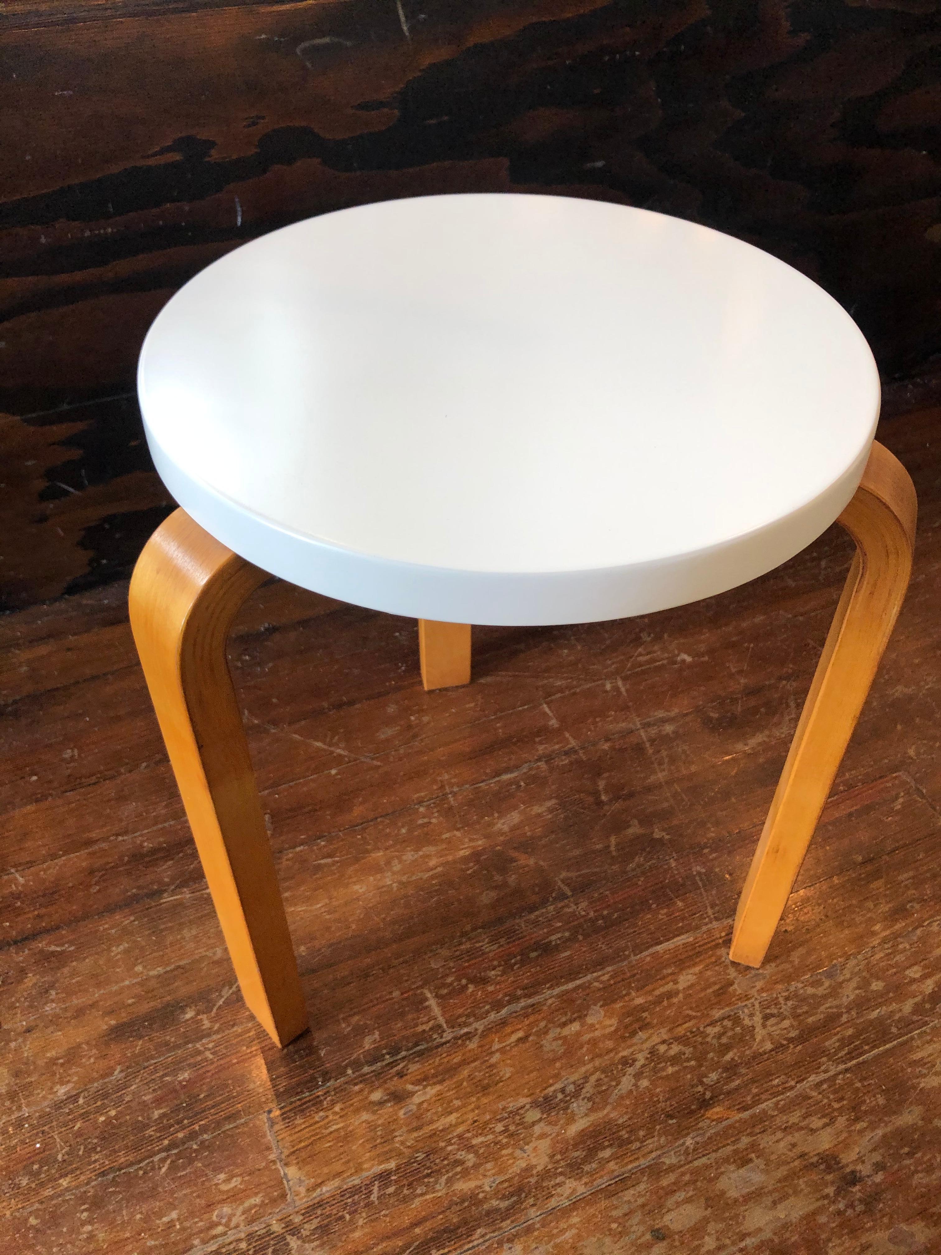 20th Century Alvar Aalto Early Finsven Stamped Stool / Small Table Lacquer Top