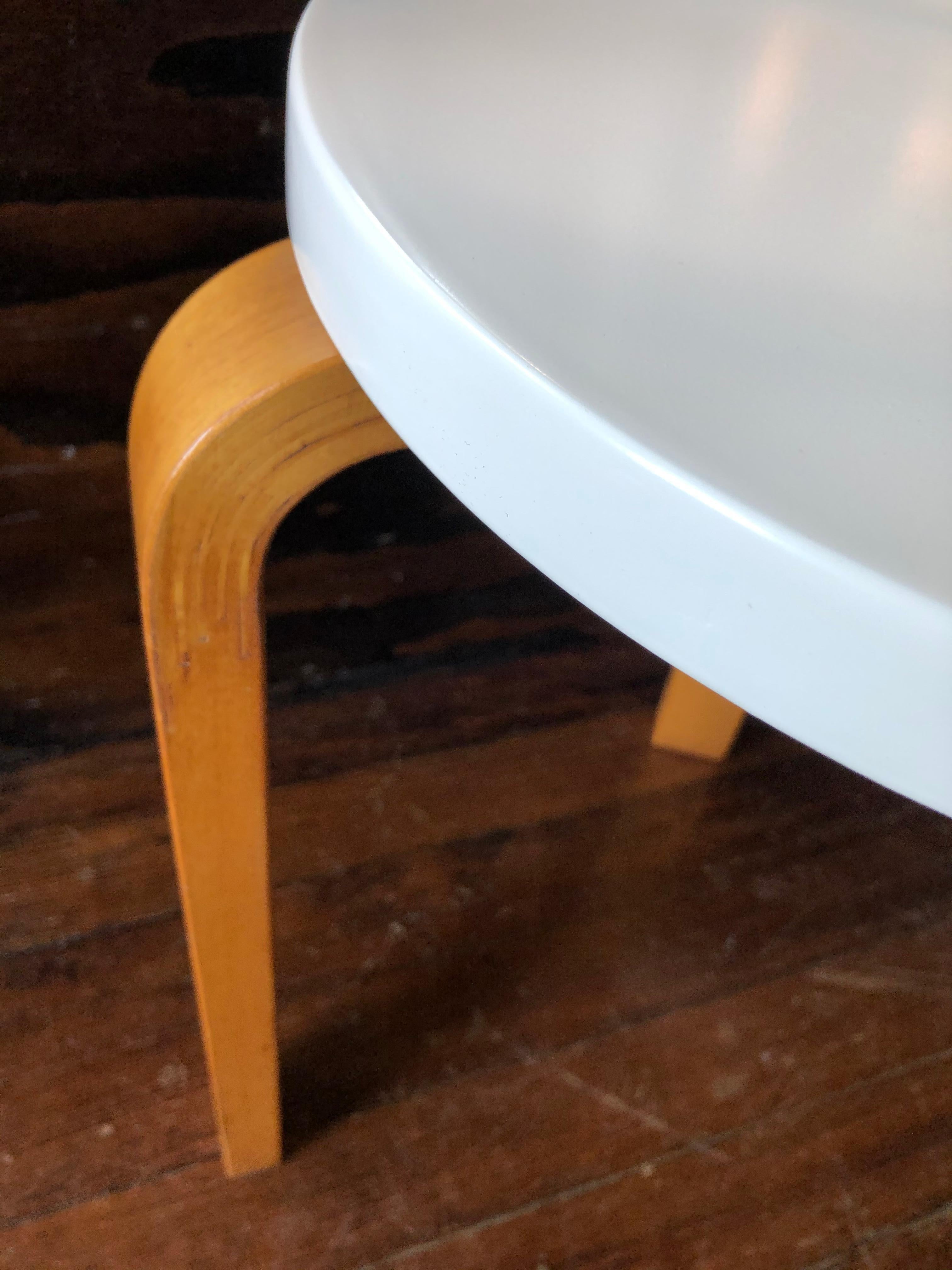 Alvar Aalto Early Finsven Stamped Stool / Small Table Lacquer Top 1
