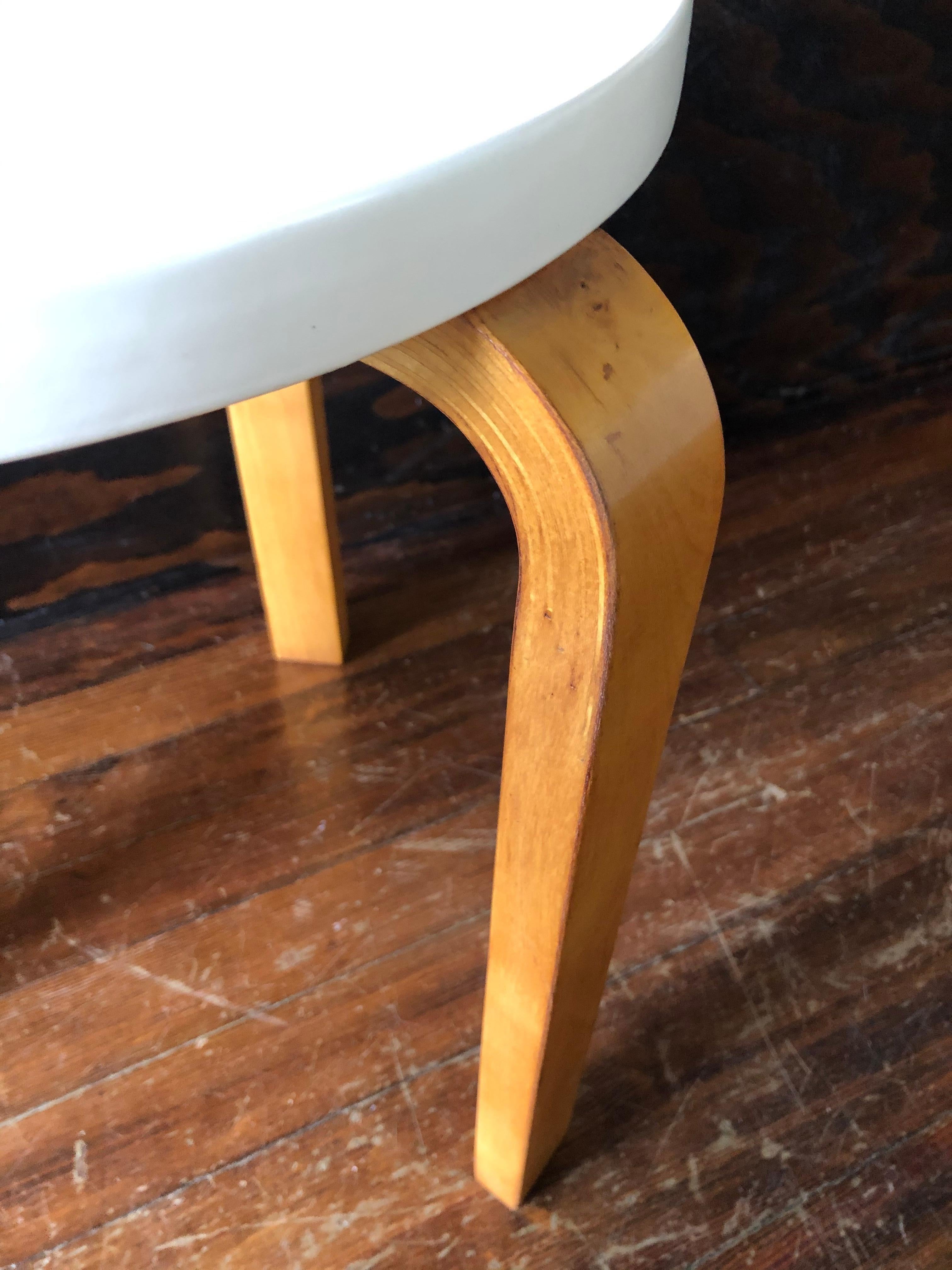 Alvar Aalto Early Finsven Stamped Stool / Small Table Lacquer Top 2