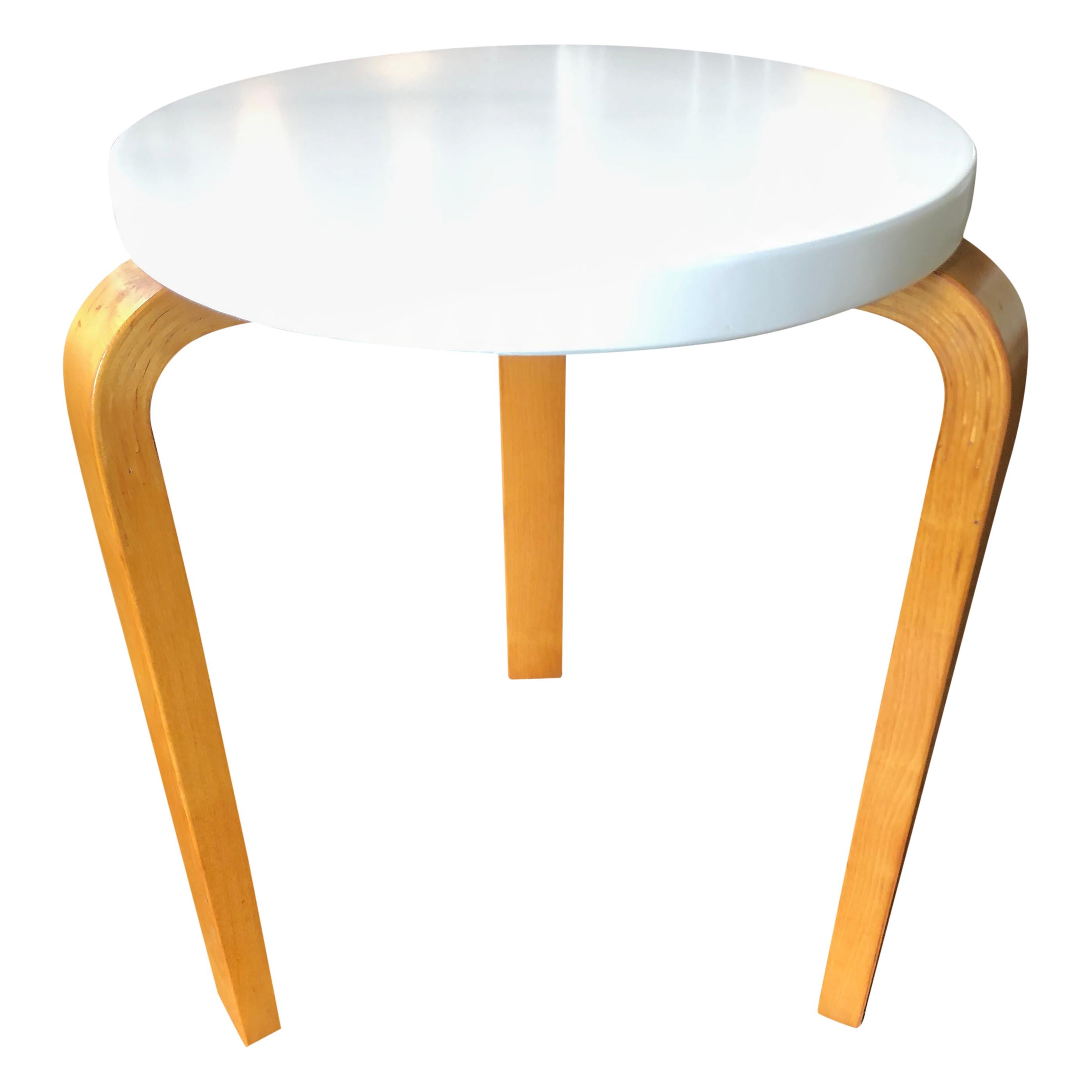 Alvar Aalto Early Finsven Stamped Stool / Small Table Lacquer Top