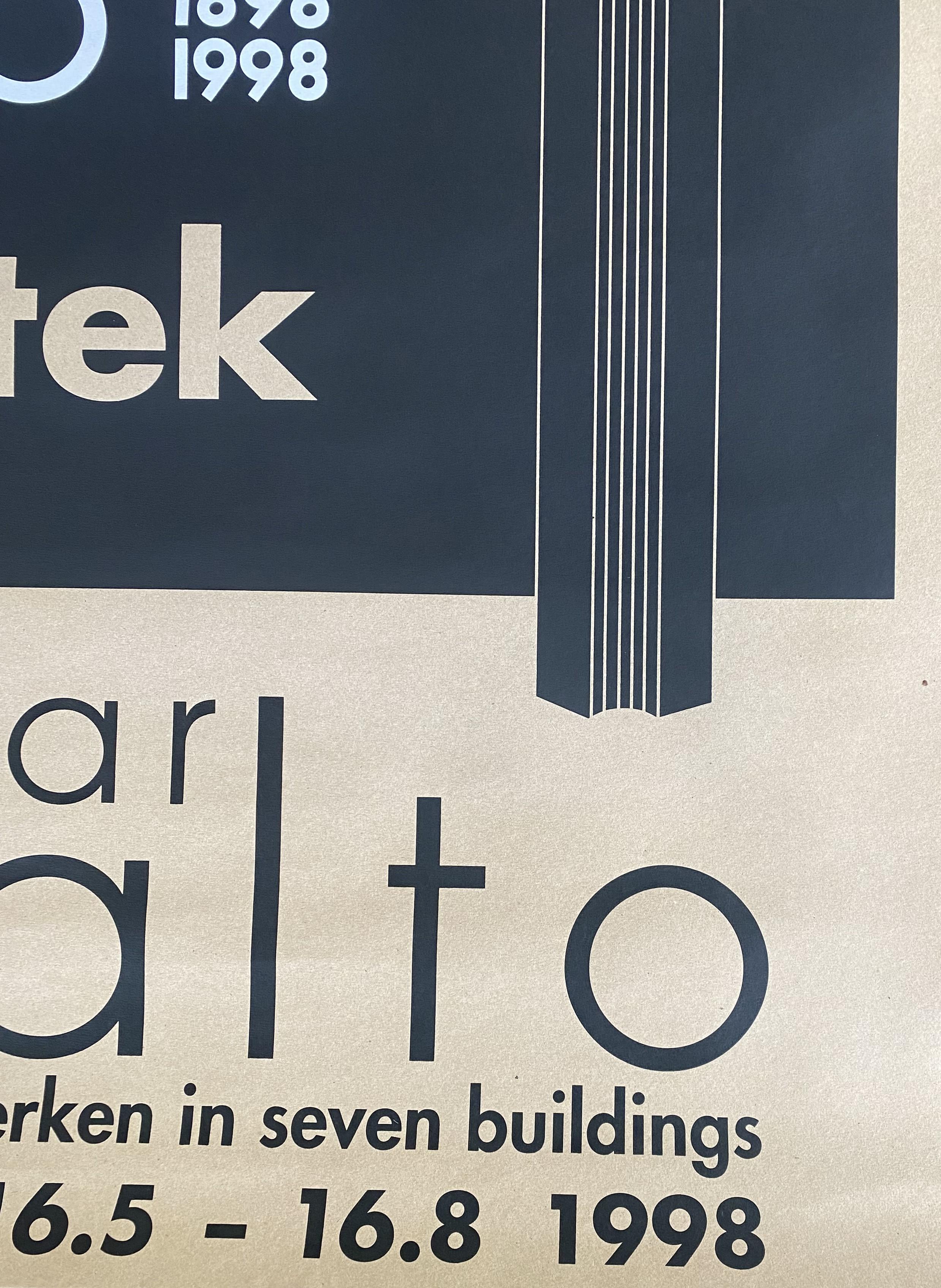 Mostra di Alvar Aalto Aalto+Aalto poster 'sette edifici'  1998 Design Finlandese In condizioni buone in vendita a WIJCKEL, NL