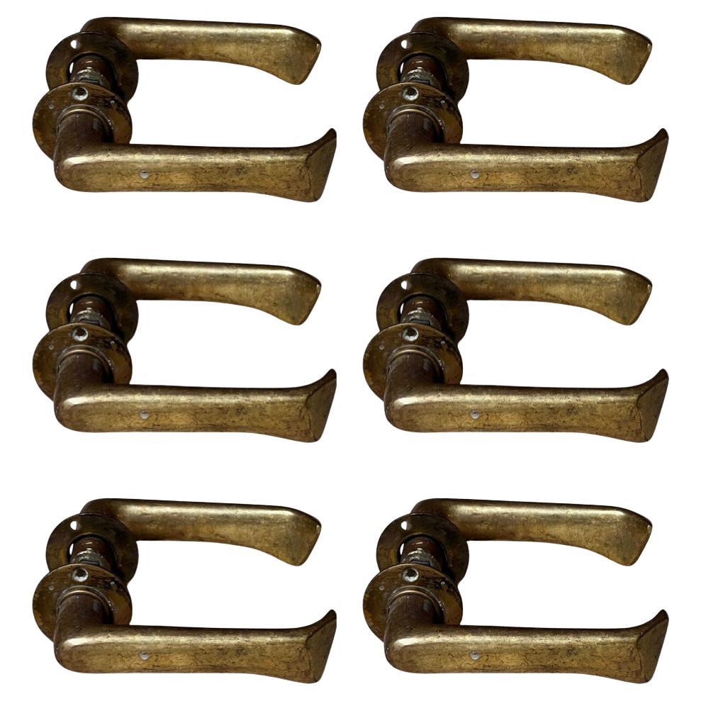 Äußerst seltener Satz von 6 Messingtürgriffen von Alvar Aalto, hergestellt in Finnland-Originalen