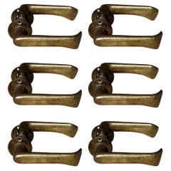 Äußerst seltener Satz von 6 Messingtürgriffen von Alvar Aalto, hergestellt in Finnland-Originalen