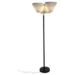 Alvar Aalto Floor Lamp Model A809 in White and Black Leather, Valaistustyö 1960s