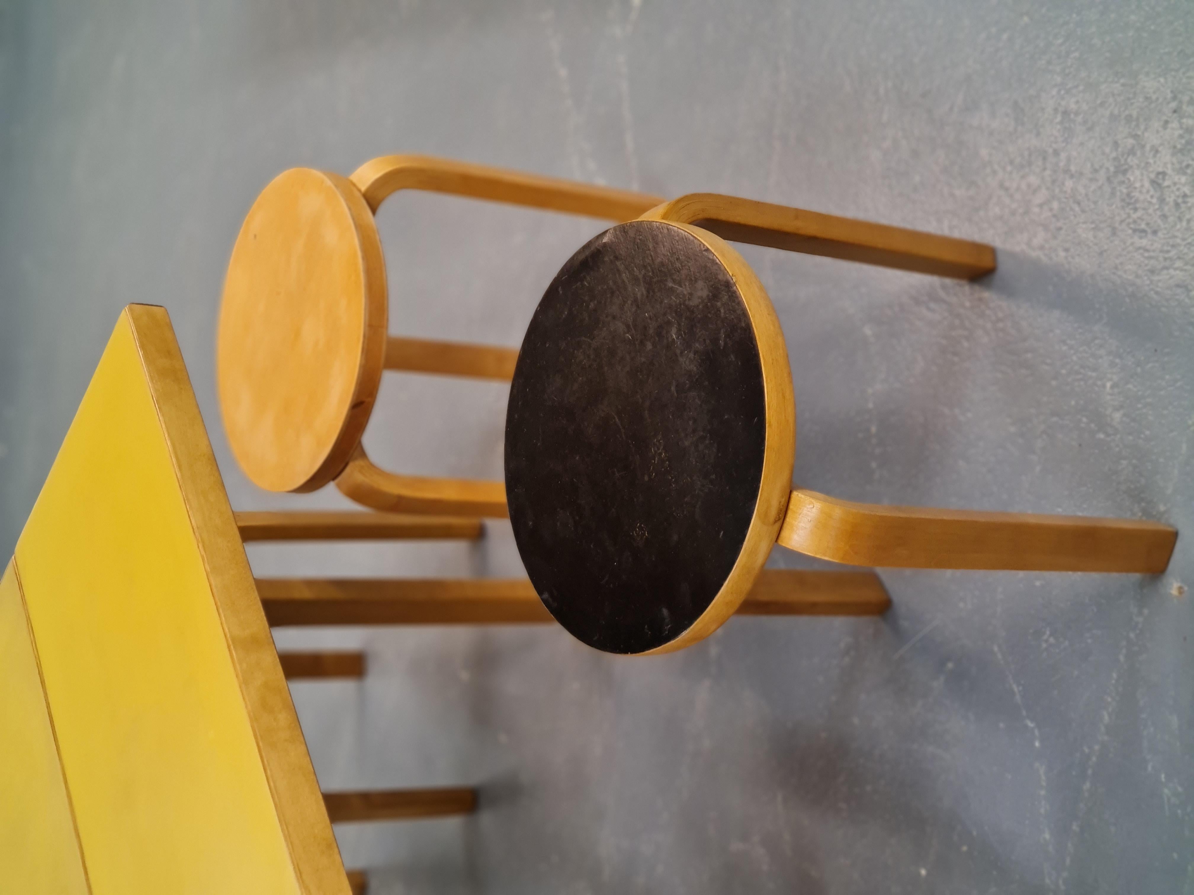 Alvar Aalto Foldable Table and 6 Stools, Artek 8