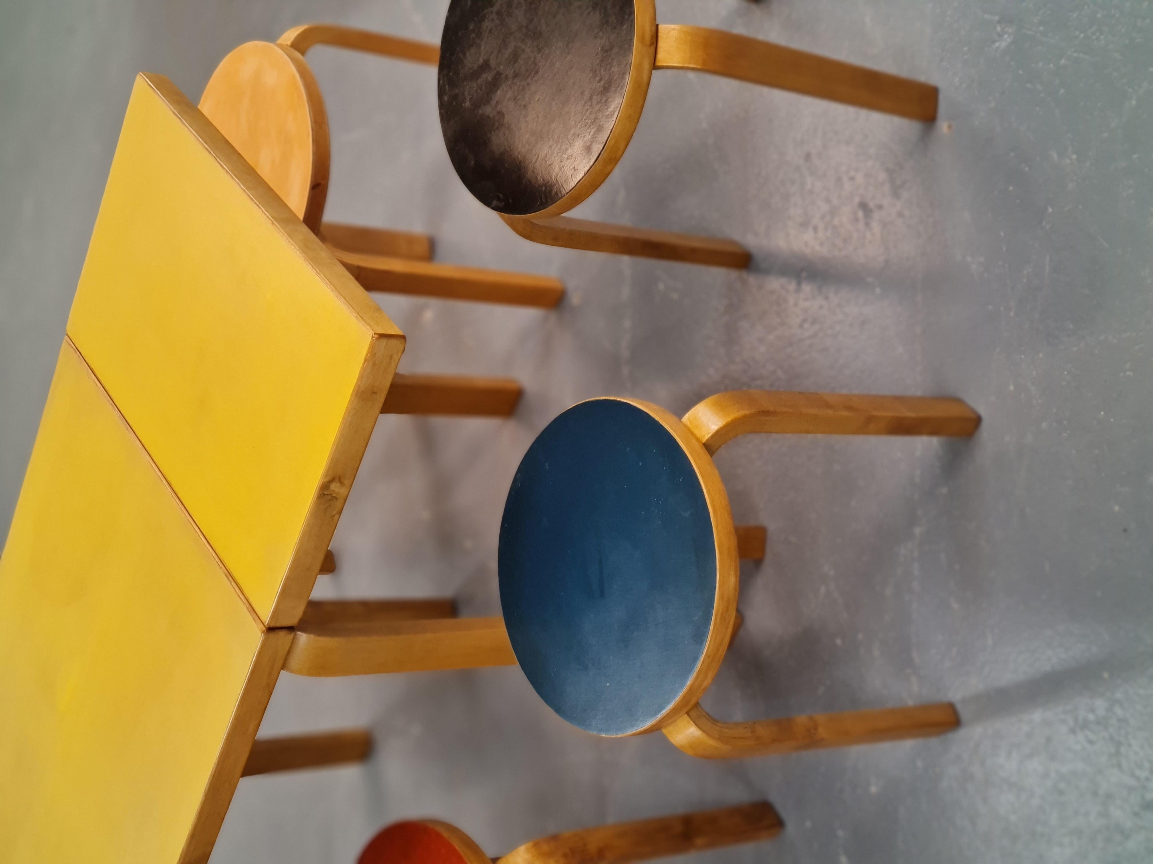 Alvar Aalto Foldable Table and 6 Stools, Artek 9